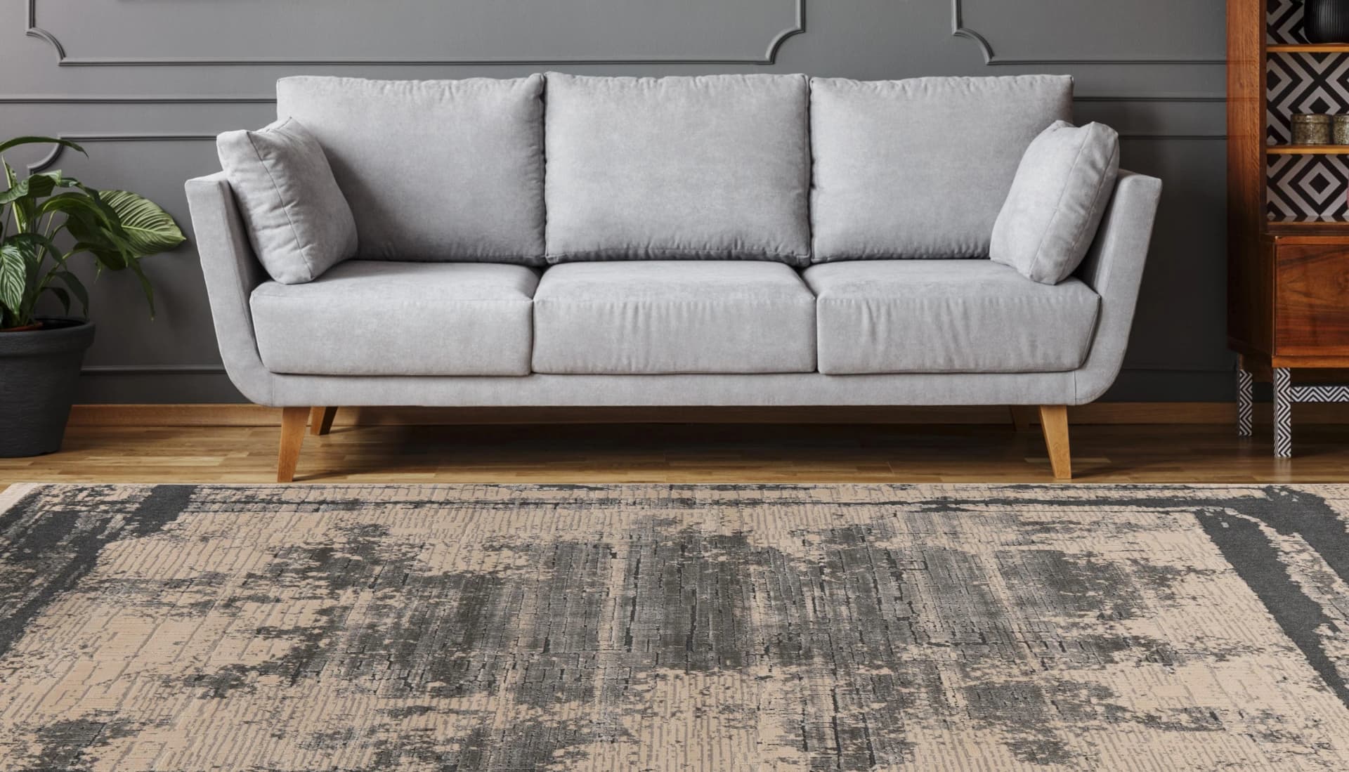 KAYOOM Teppich Adela 225 Grau Vintage Look Polypropylen