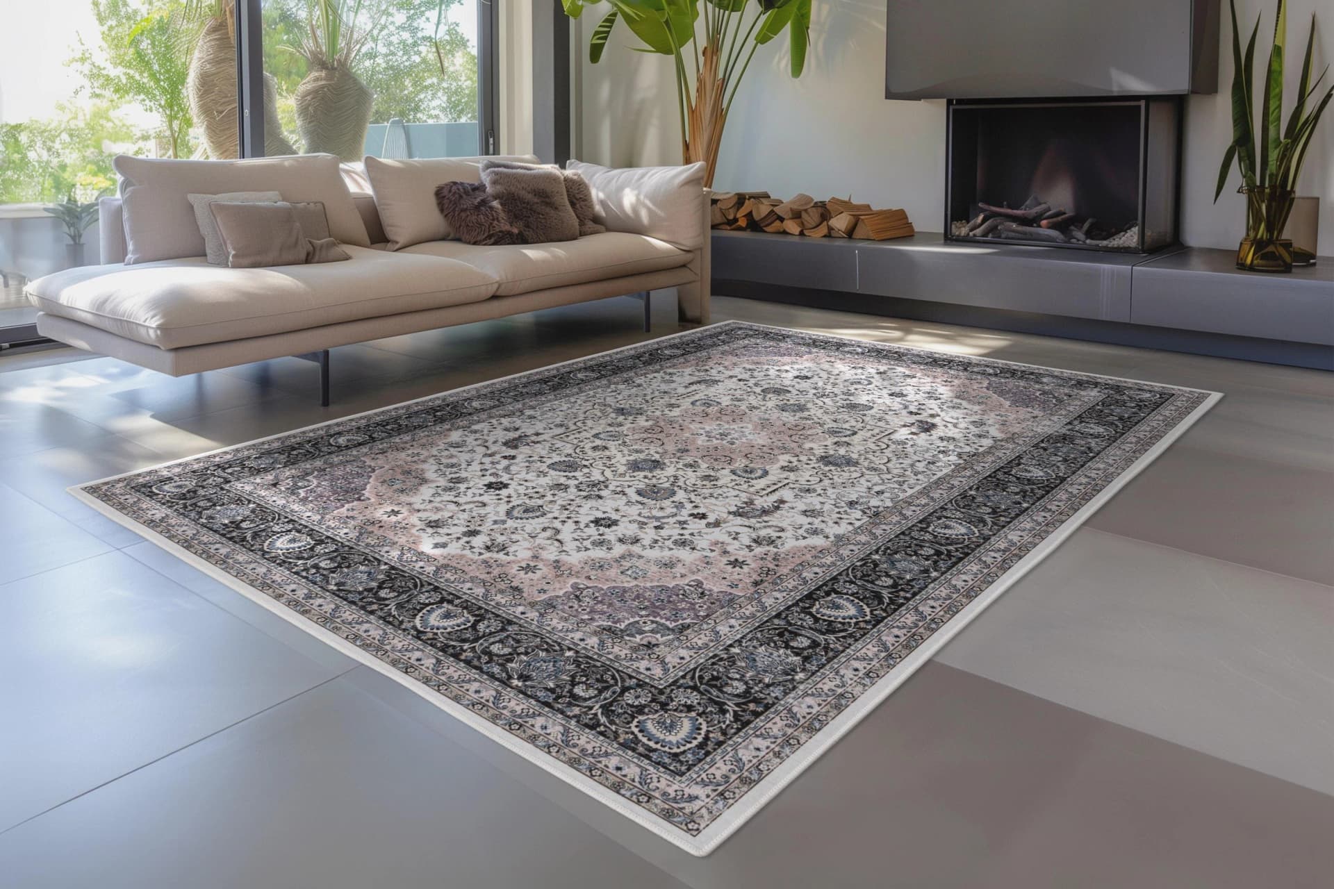 KAYOOM Teppich Rocks 425 Elfenbein Kurzflor Polyester