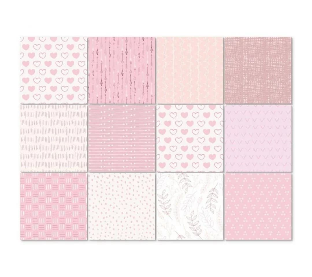 K&L Wall Art Fliesenaufkleber Rosa Herz 12er Set PVC