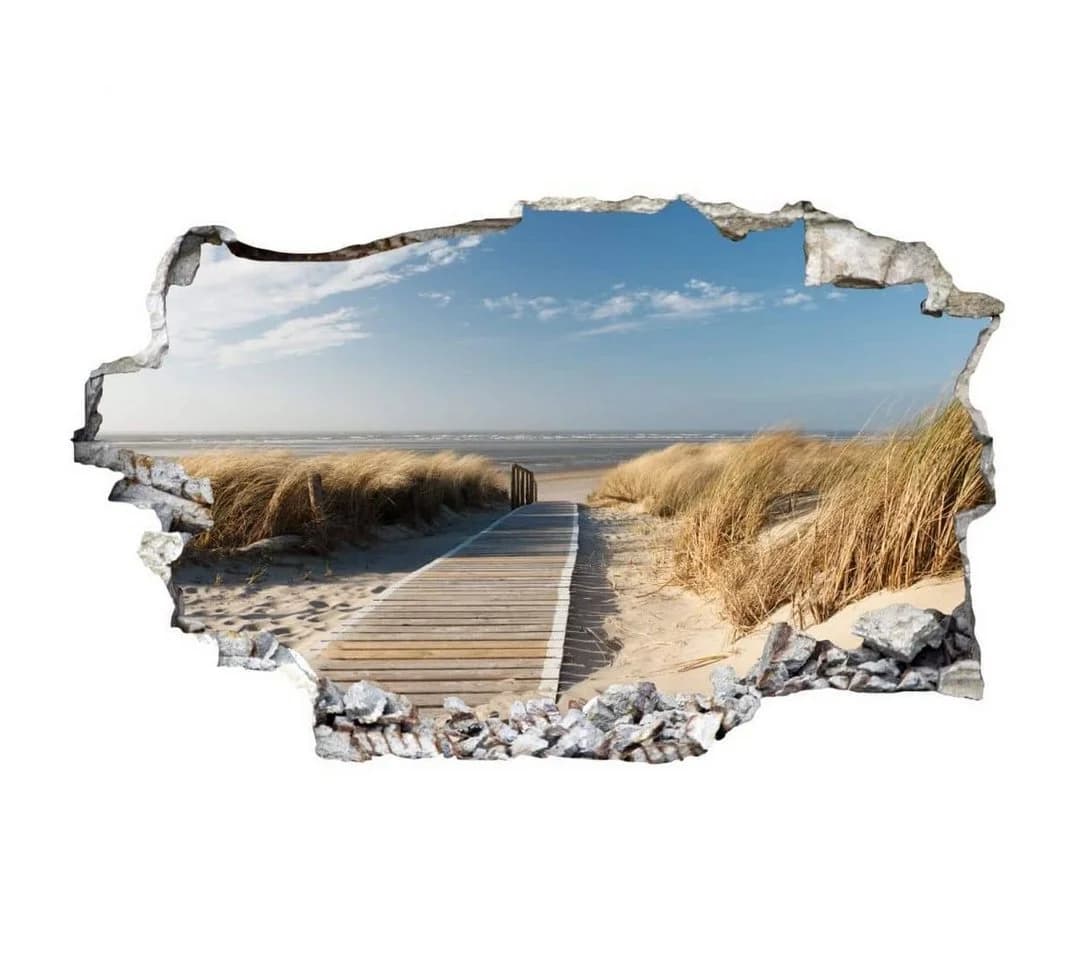 K&L Wall Art Wandtattoo 3D Ostsee Mauerdurchbruch Beige