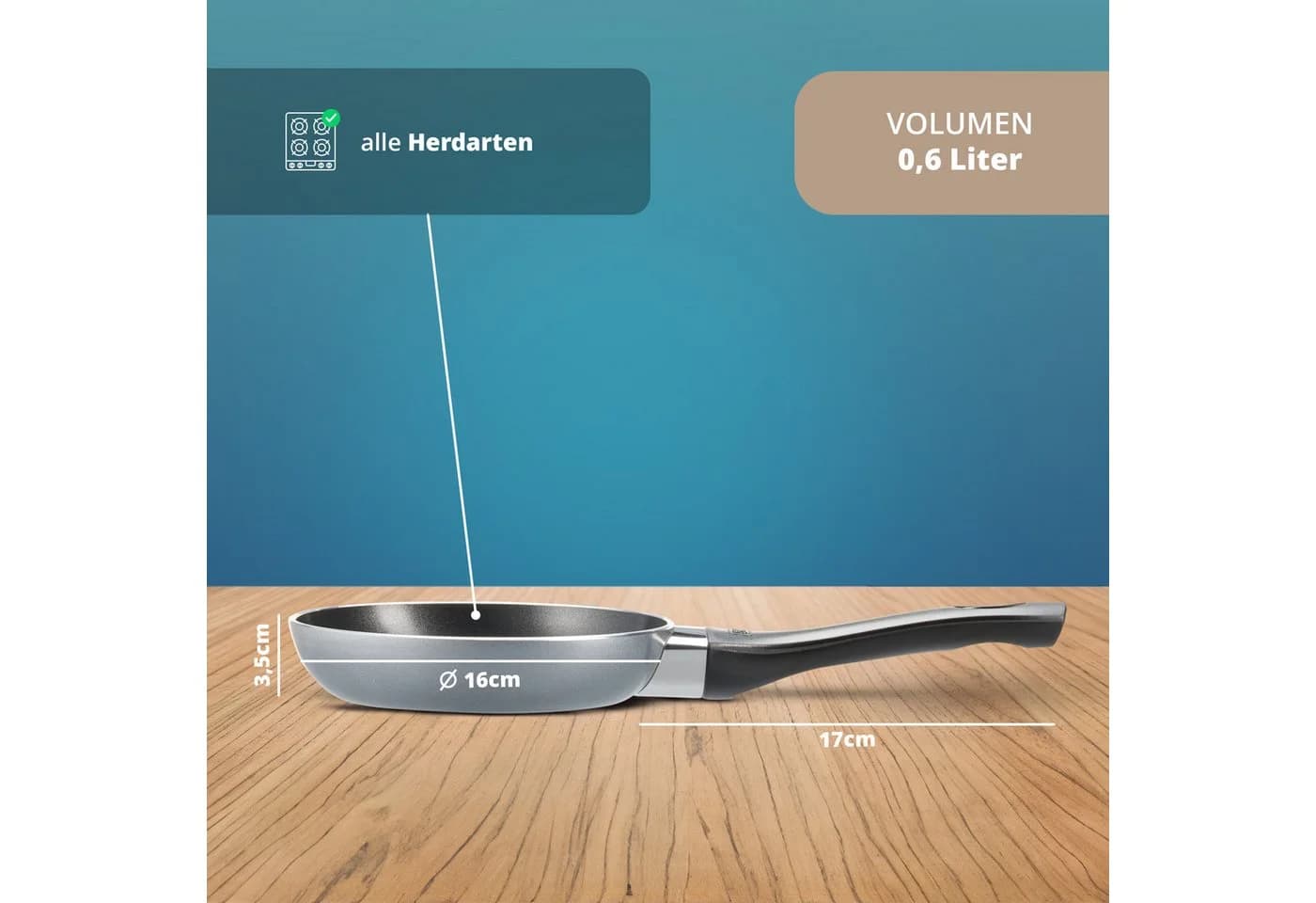 KHG Bratpfanne Aluminium 16 cm ILAG Antihaft Induktion
