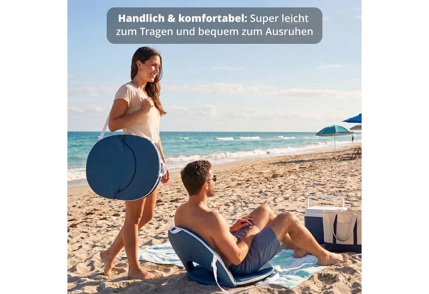 KHG Sitzkissen Blau mit verstellbarer Rückenlehne