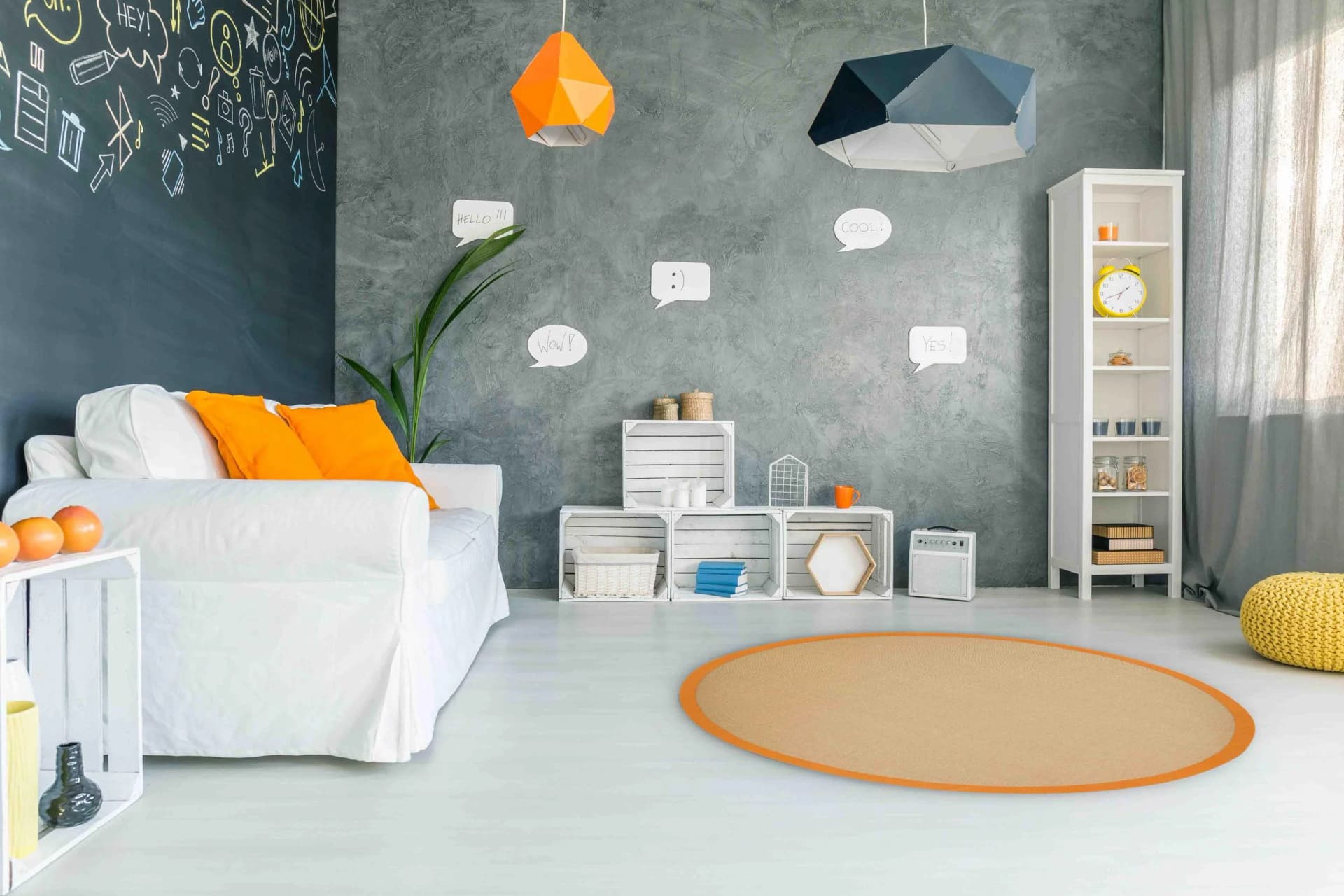 CarpetFine Sisalteppich Orange Rund mit Bordüre