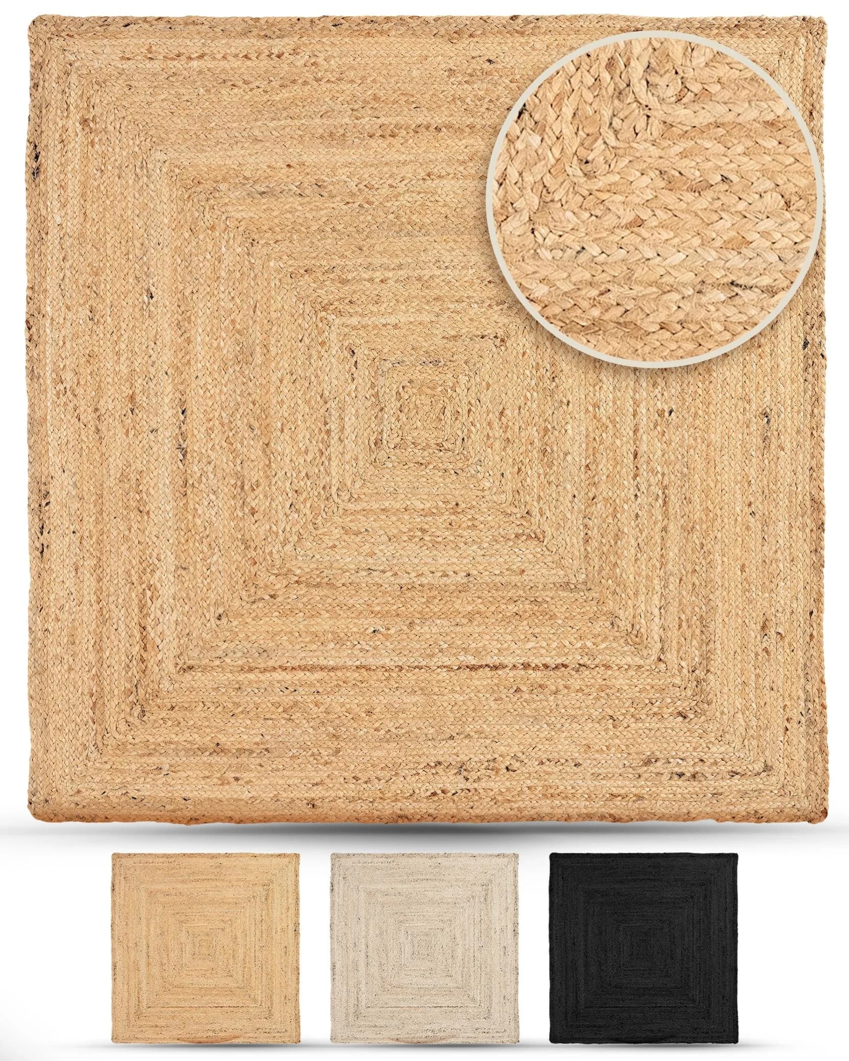Carpetfine Nele Juteteppich Naturfaser Beige Quadratisch