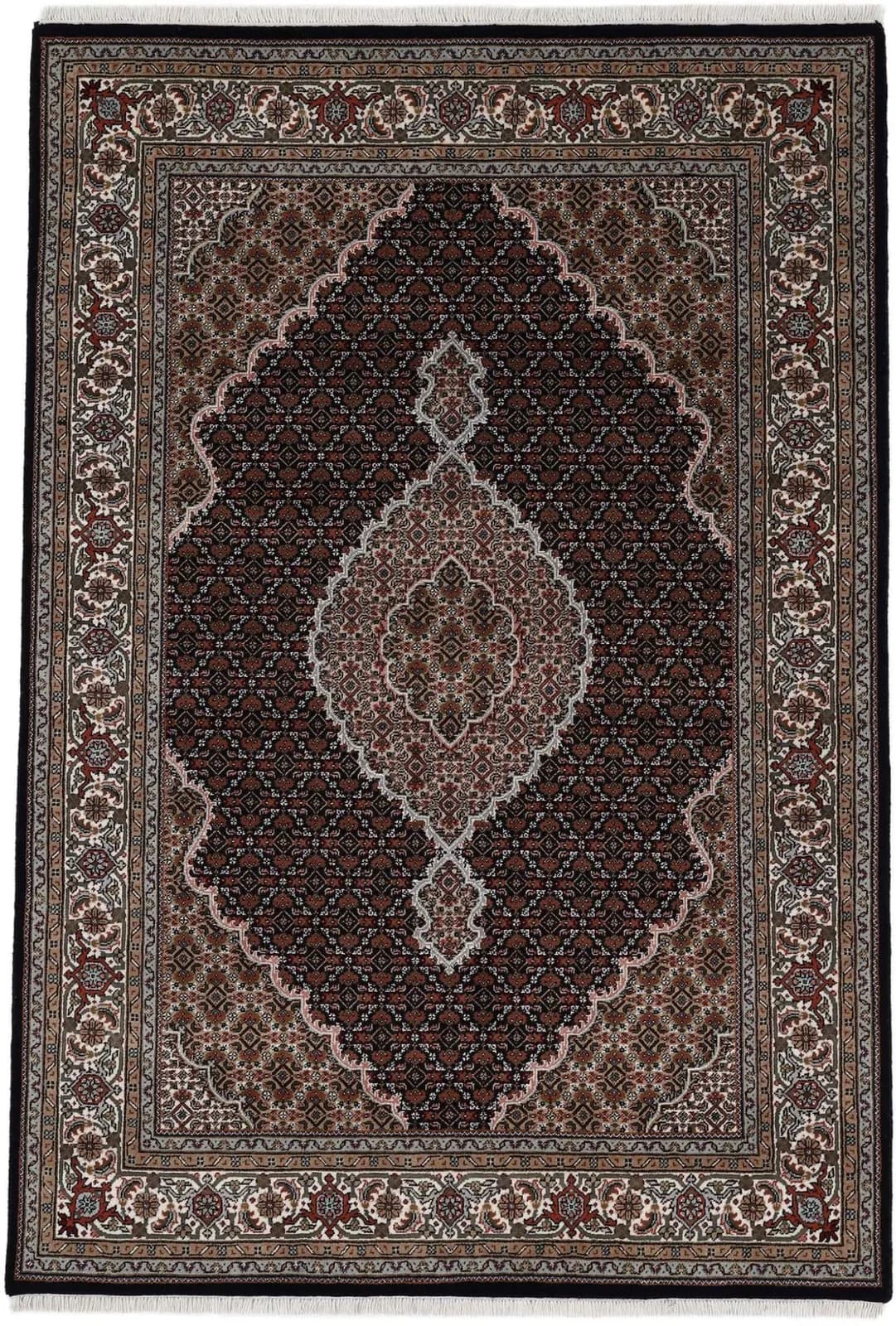 WOVEN ARTS Orientteppich Tabriz Mahi Schwarz Handgeknüpft