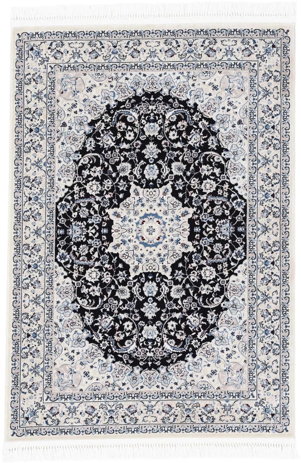 CarpetFine Nain Diane Teppich Blau Vintage Orient Look Kurzflor