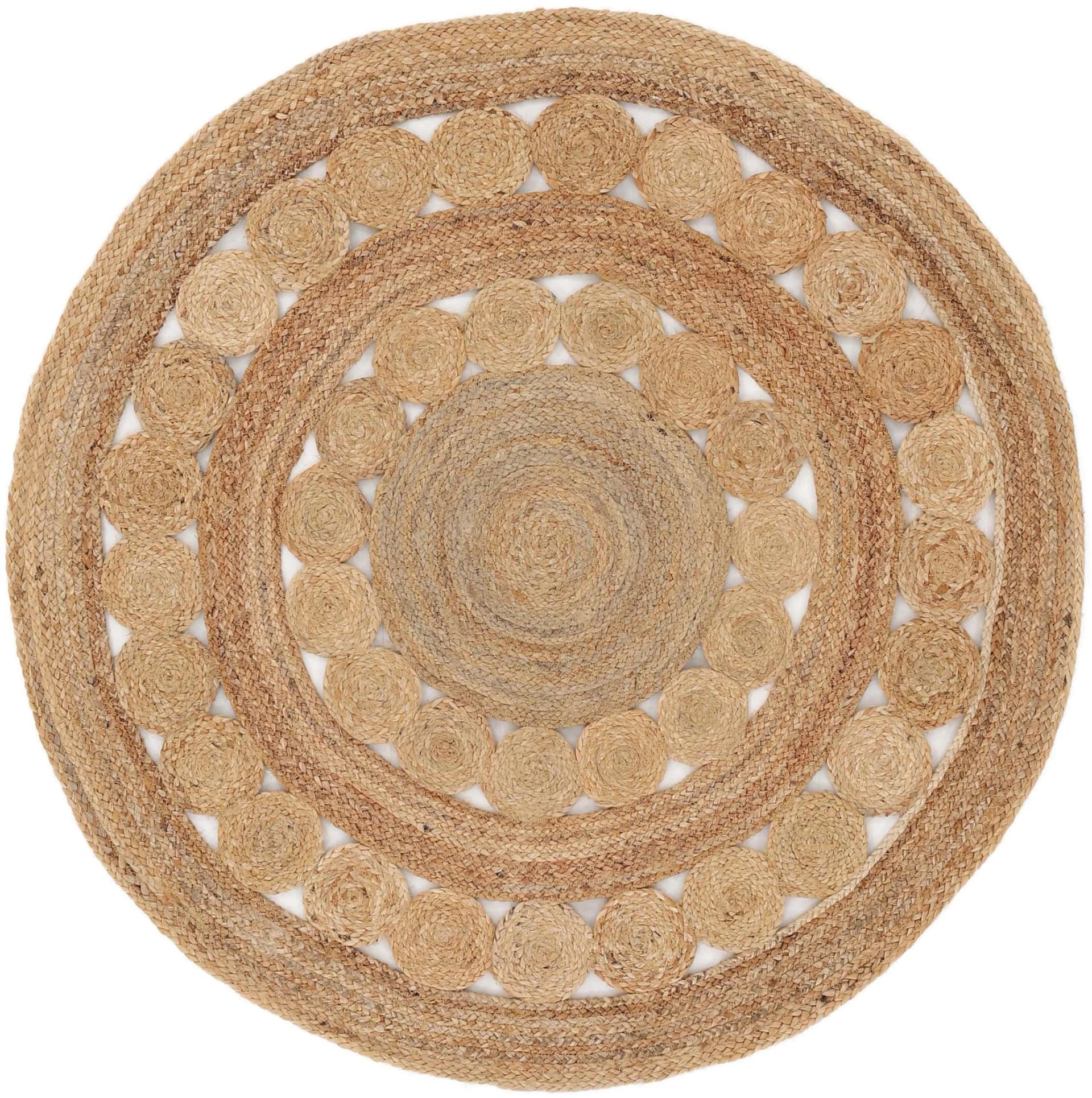 CarpetFine Juteteppich Dana Beige Rund 200cm Handgewebt