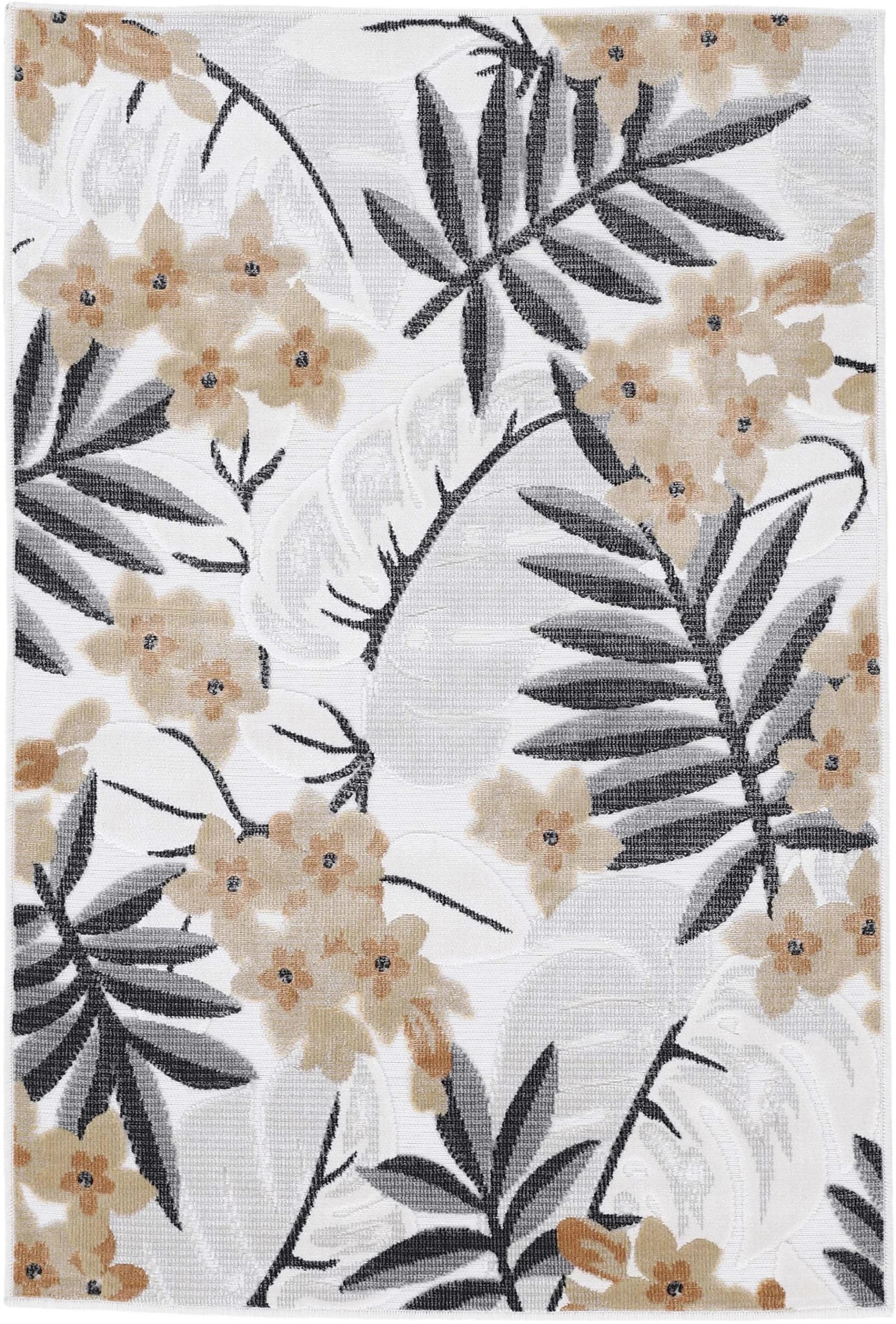 Carpetfine Deja 102 Teppich Beige Floral In- und Outdoor Läufer