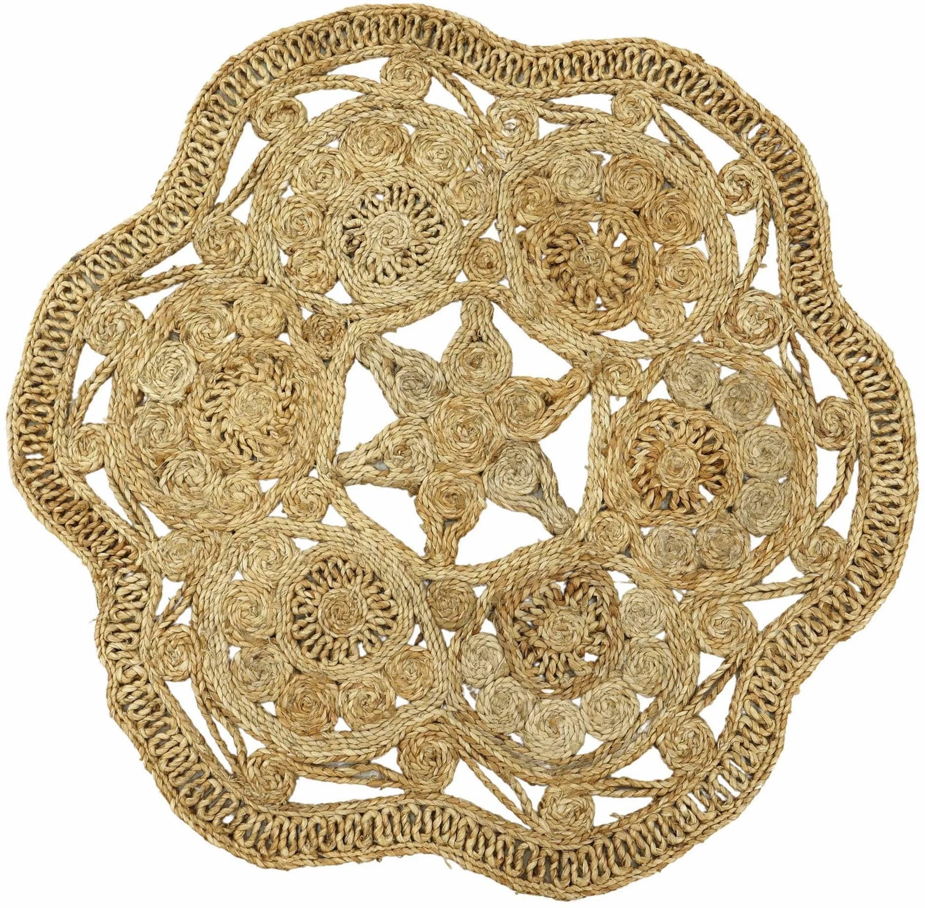 CARPETFINE Juteteppich Paul Rund Beige Natur Handgewebt Boho