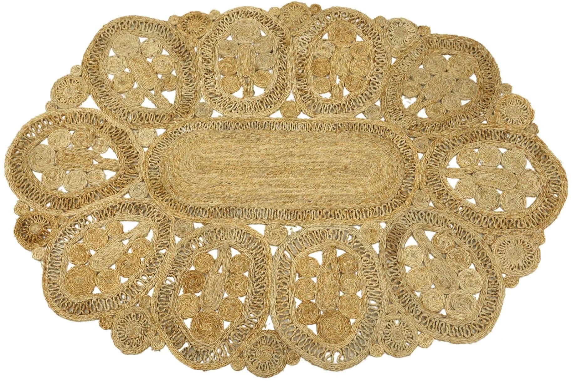 CarpetFine Juteteppich Liam Beige Natur Handgewebt Boho Style