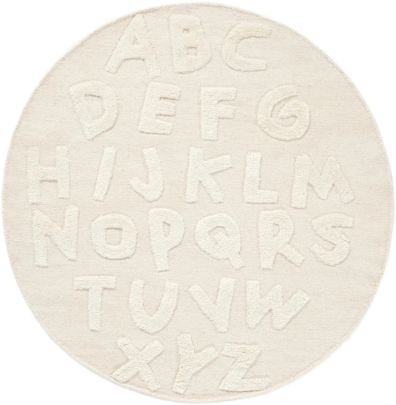Kinderteppich CARPETFINE ABC Alphabet, Creme, 100cm, Wolle
