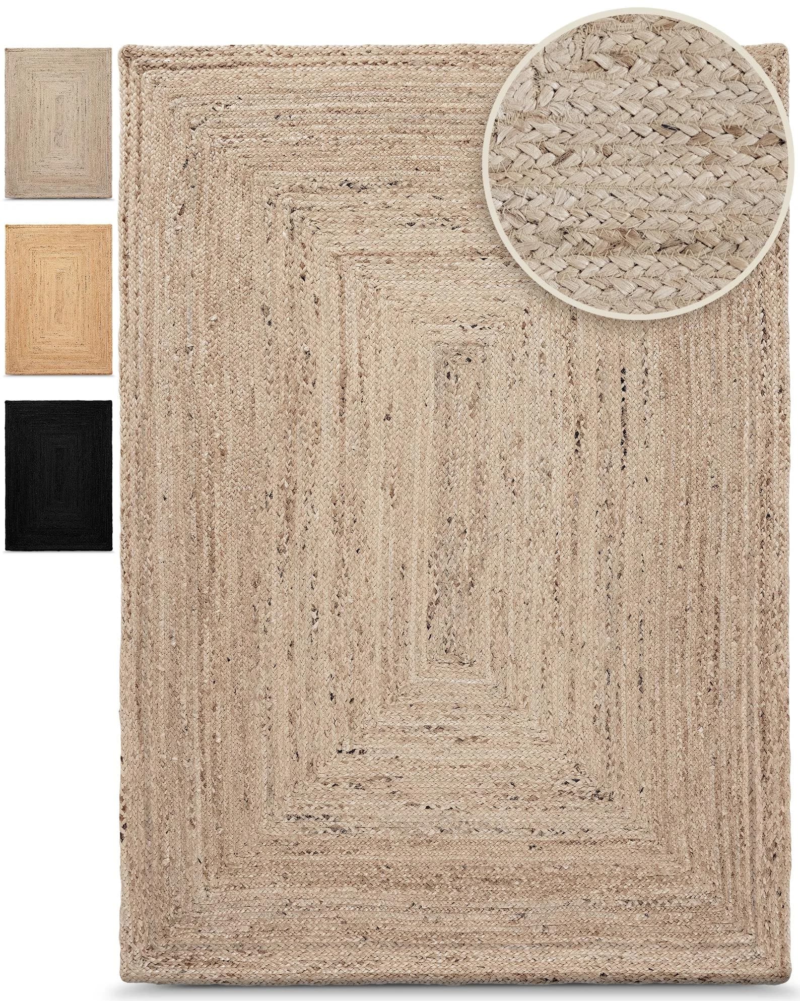 CarpetFine Juteteppich Nele Taupe 80x80 cm