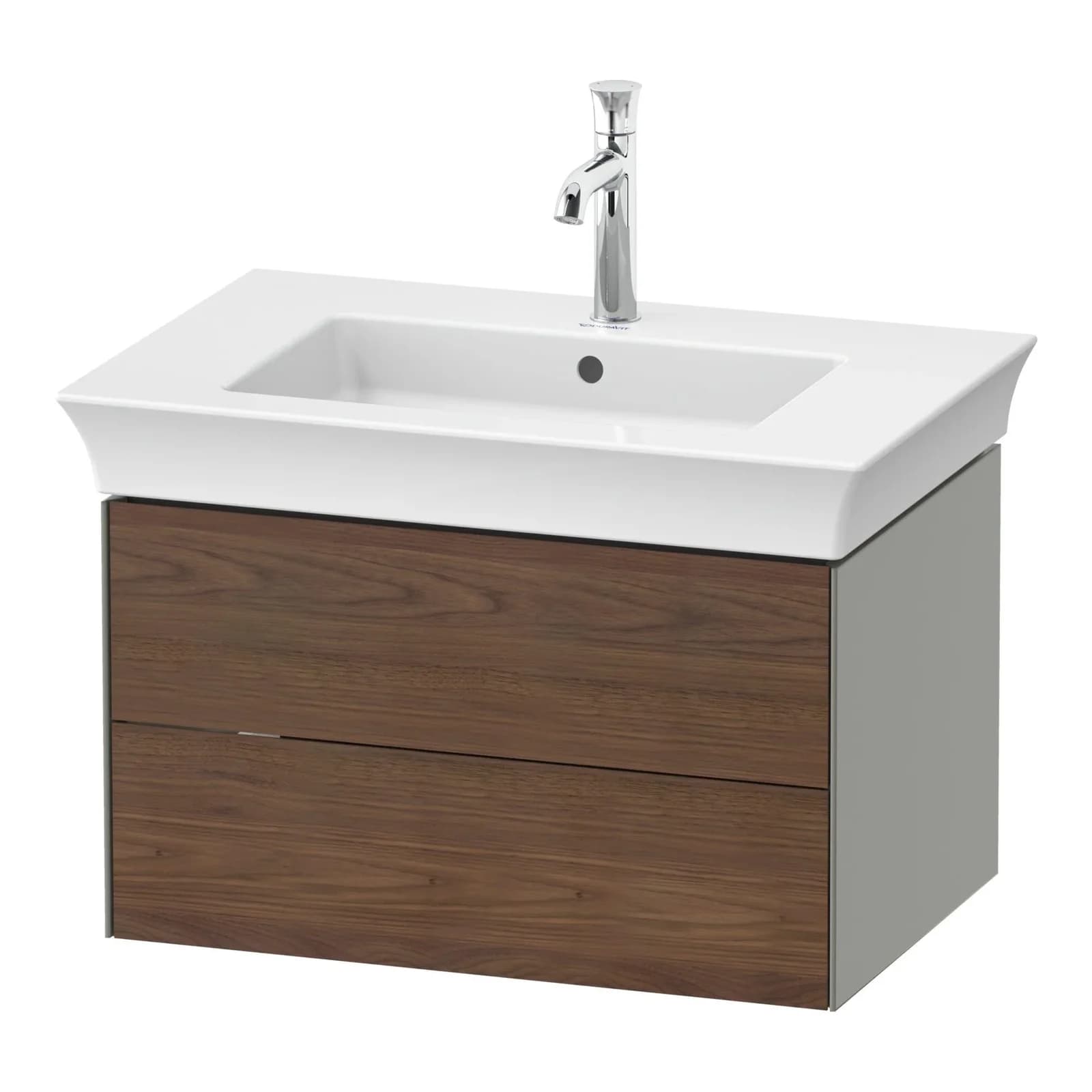 Duravit White Tulip Waschtischunterbau Amerikanischer Nussbaum Grau Tip-on Technik