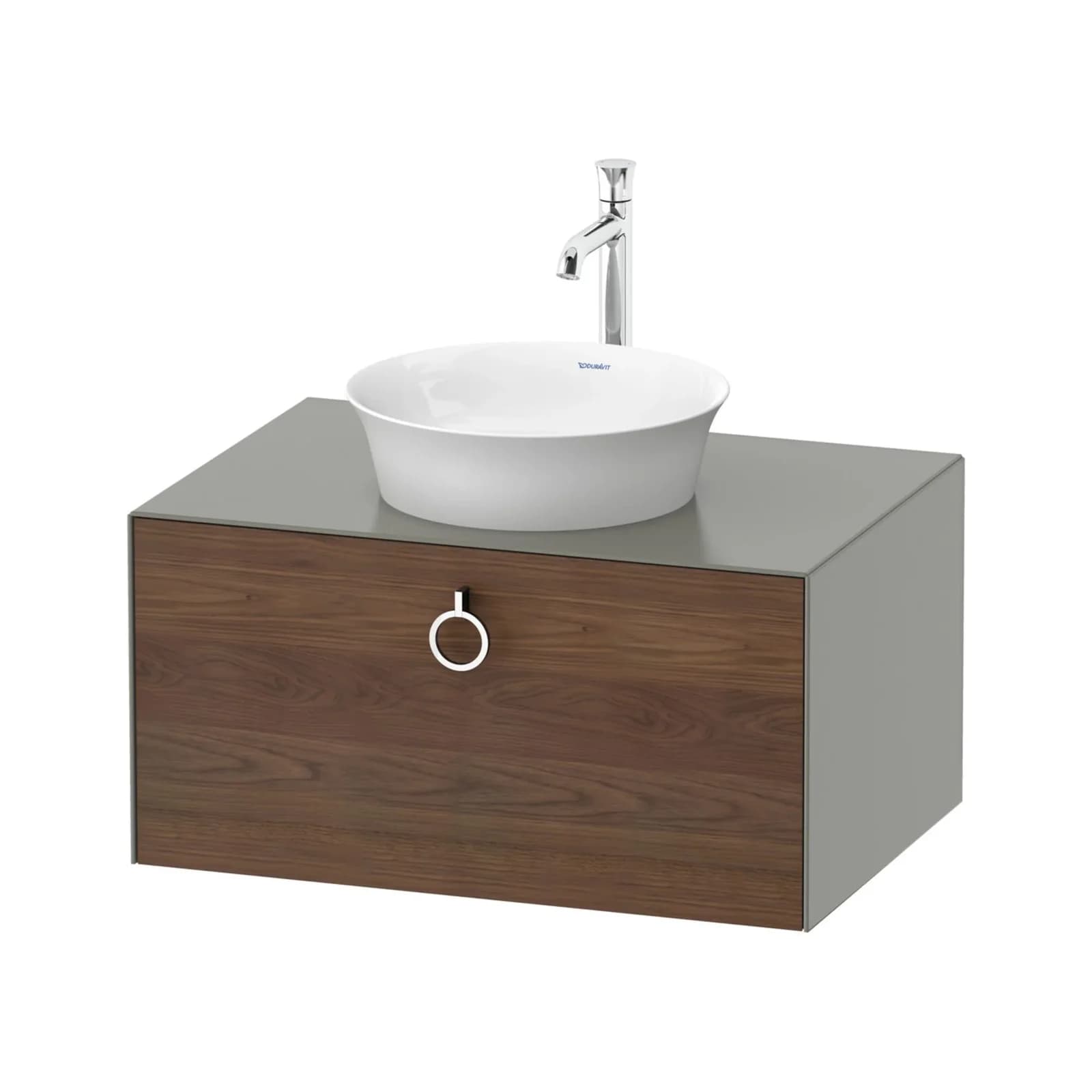 Duravit White Tulip Konsolenwaschtischunterbau Amerikanischer Nussbaum & Stein Grau Matt