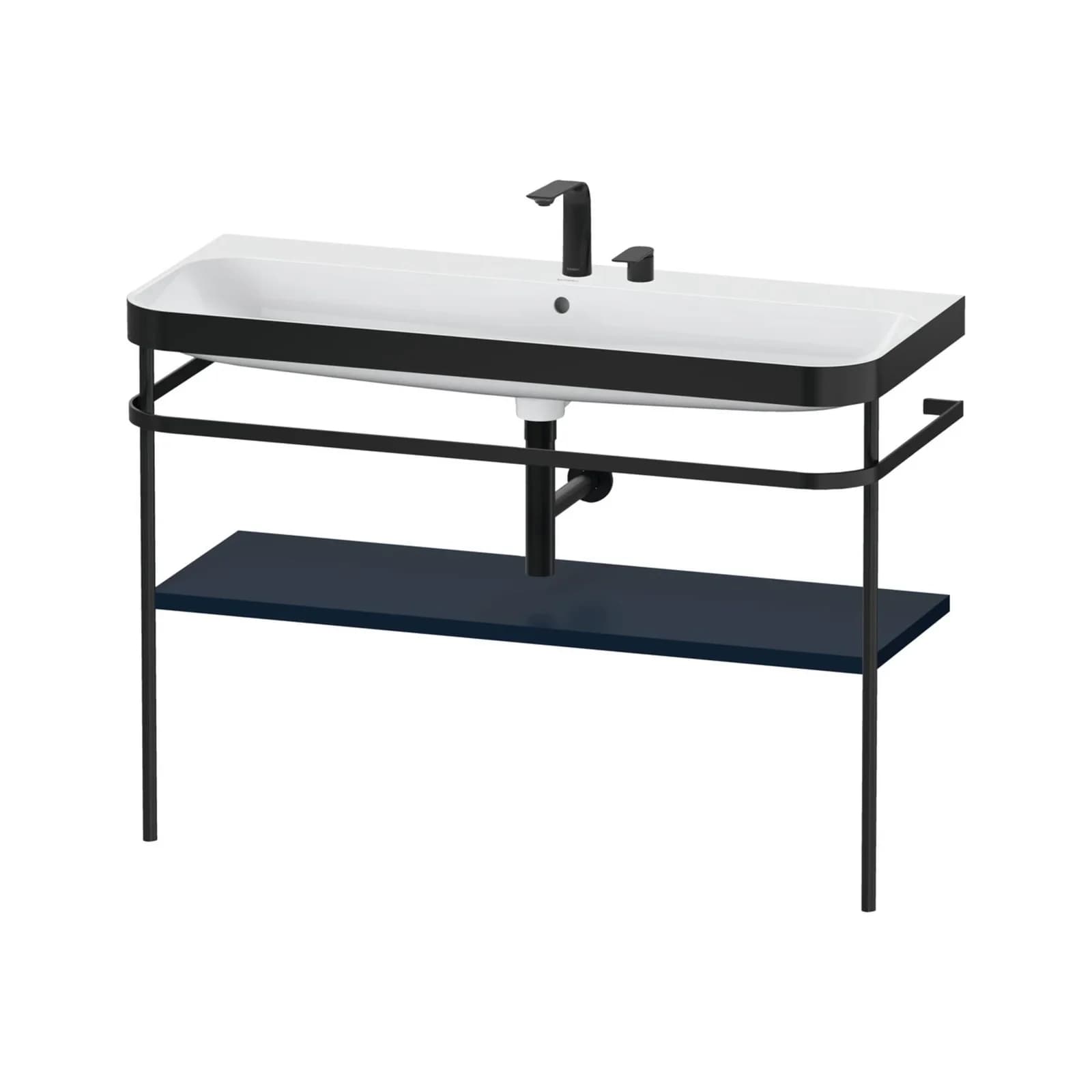 Duravit Happy D.2 Plus c-bonded Set mit Metallkonsole Nachtblau Seidenmatt