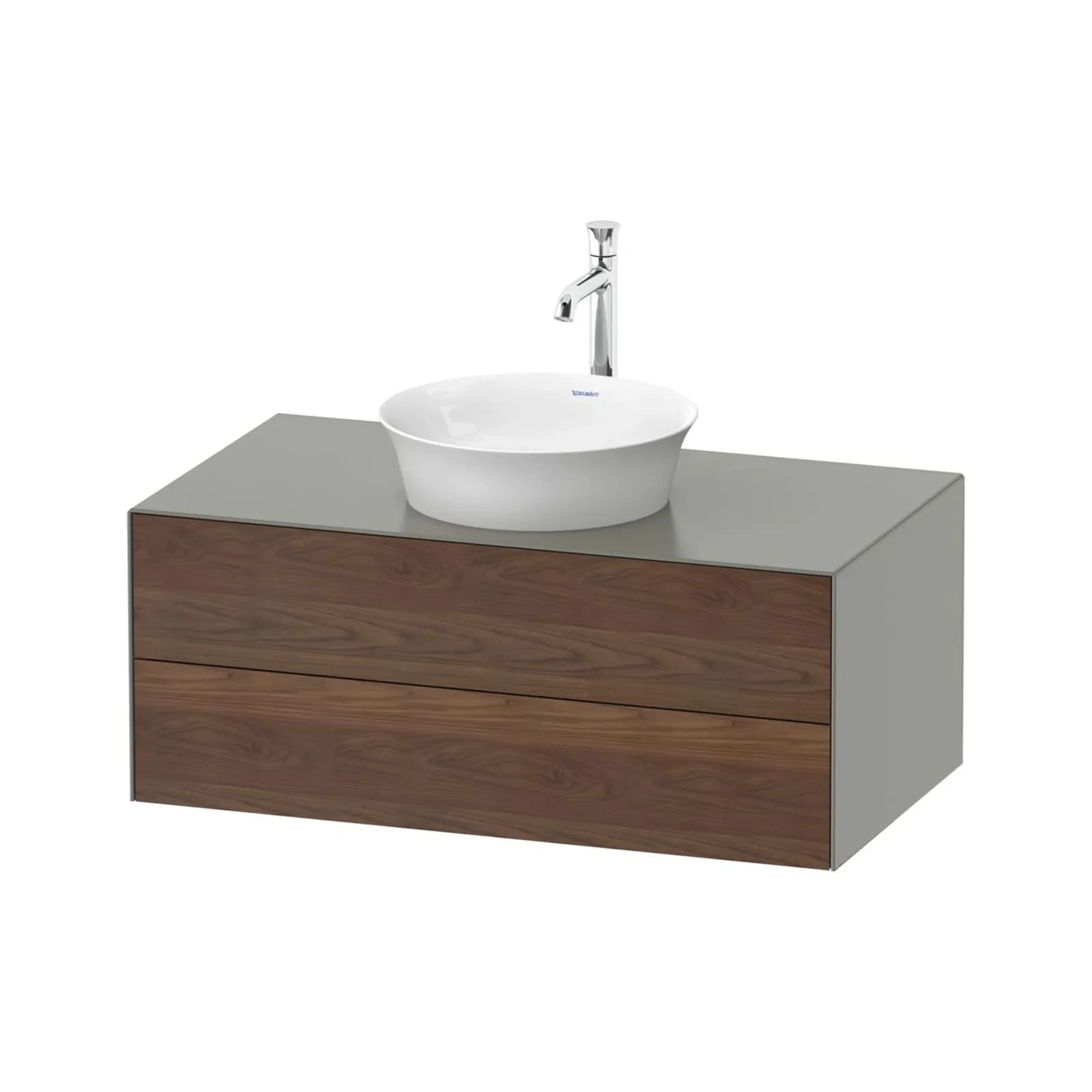 Duravit White Tulip Konsolenwaschtischunterbau Amerikanischer Nussbaum & Stein Grau Matt