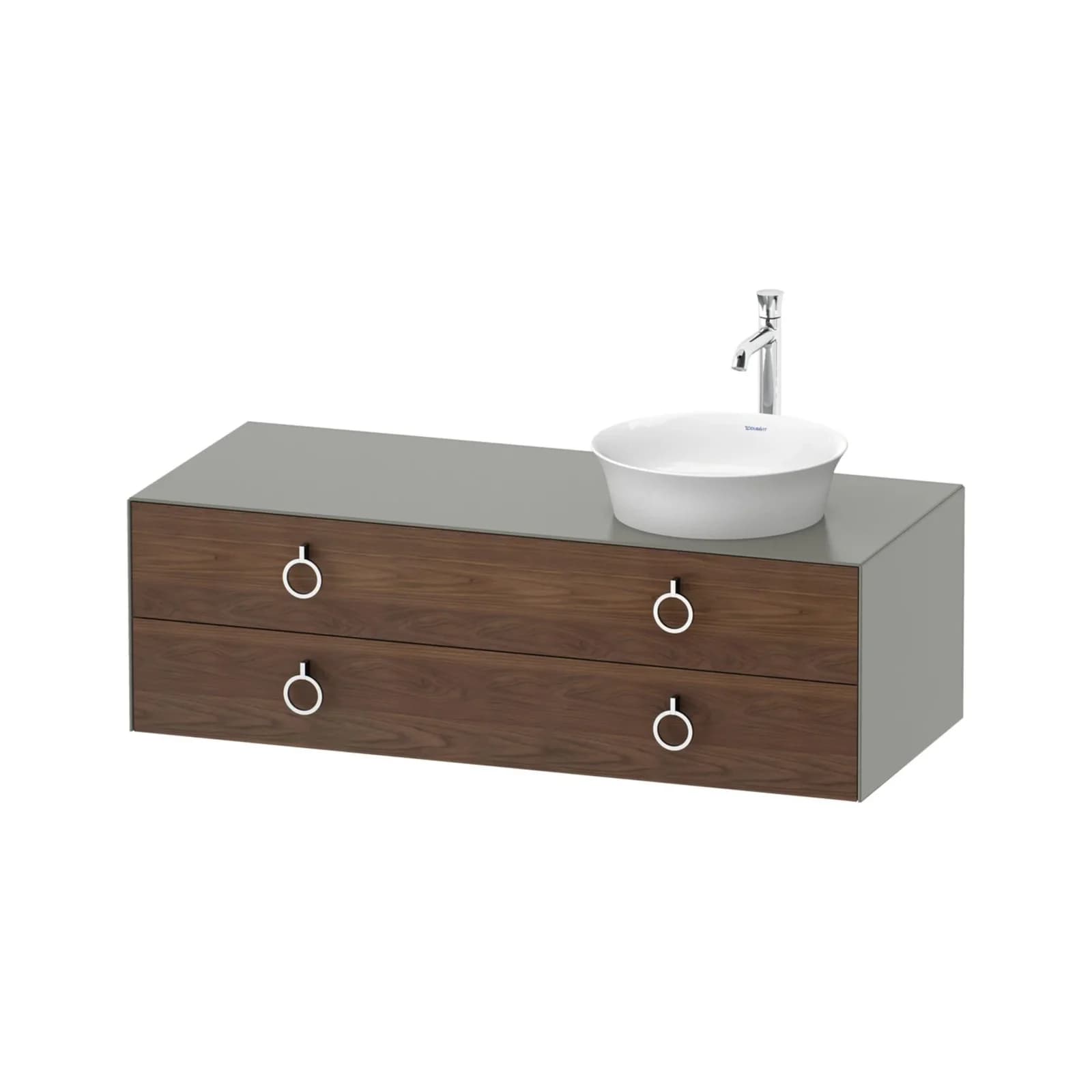 Duravit White Tulip Konsolenwaschtischunterbau Amerikanischer Nussbaum & Stein Grau Matt
