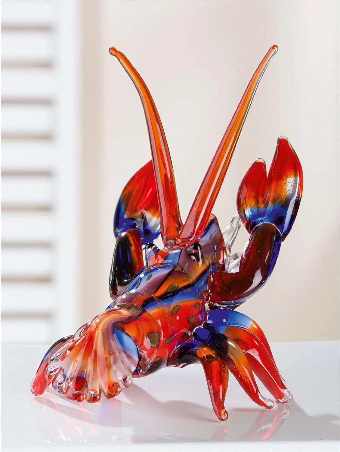 CASABLANCA BY GILDE Skulptur Hummer Glas Dekofigur Blau/Rot