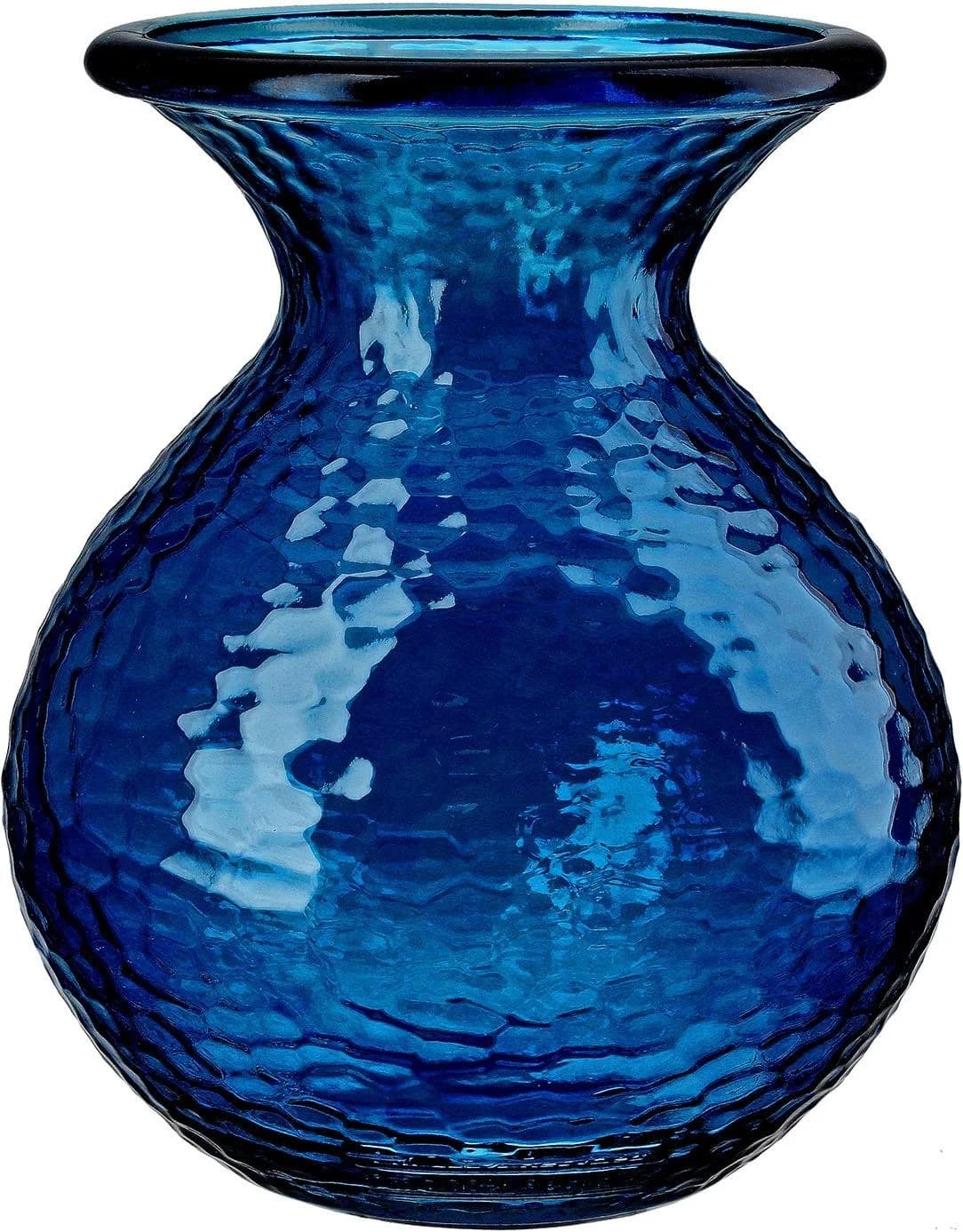 GILDE Tischvase Pietro Dunkelblau Glas Bauchig