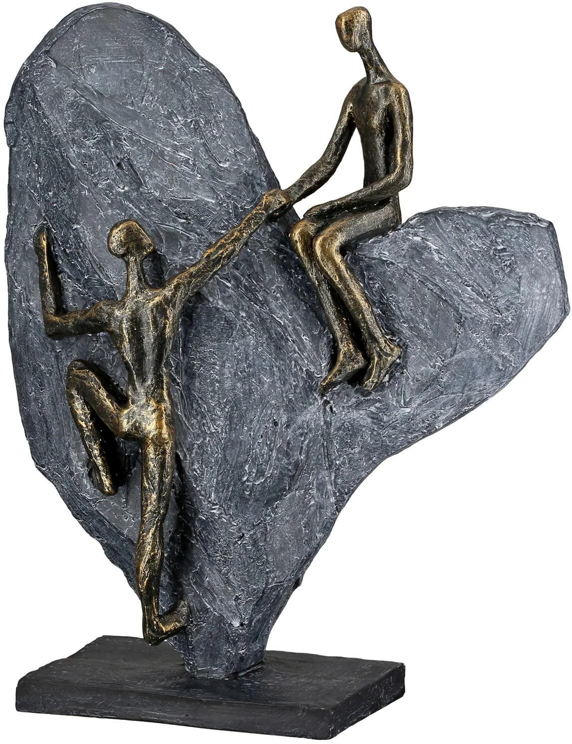 Casablanca by Gilde Dekoobjekt Skulptur Herz Heart of Stone bronzefarben grau