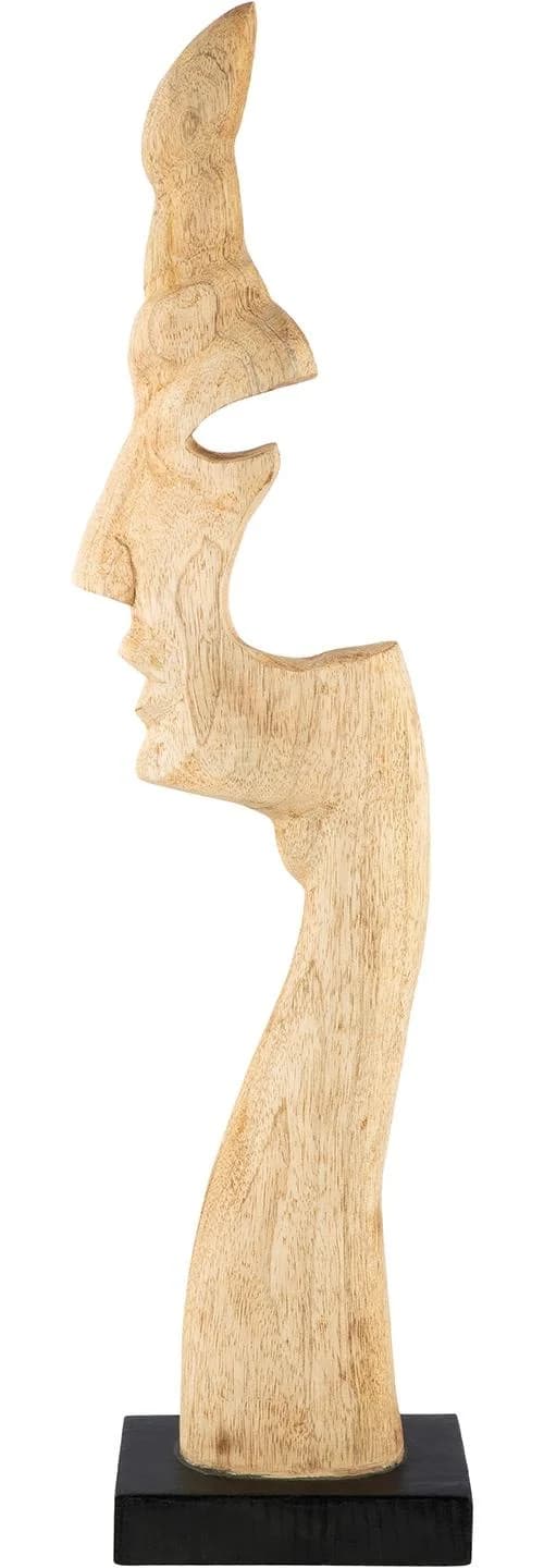GILDE Skulptur Gesicht Silhouette Beige Mangoholz