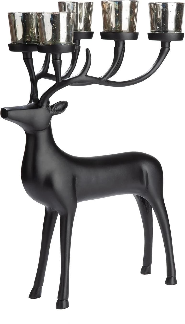 GILDE Skulptur Hirsch Ciervo Schwarz Aluminium Deko