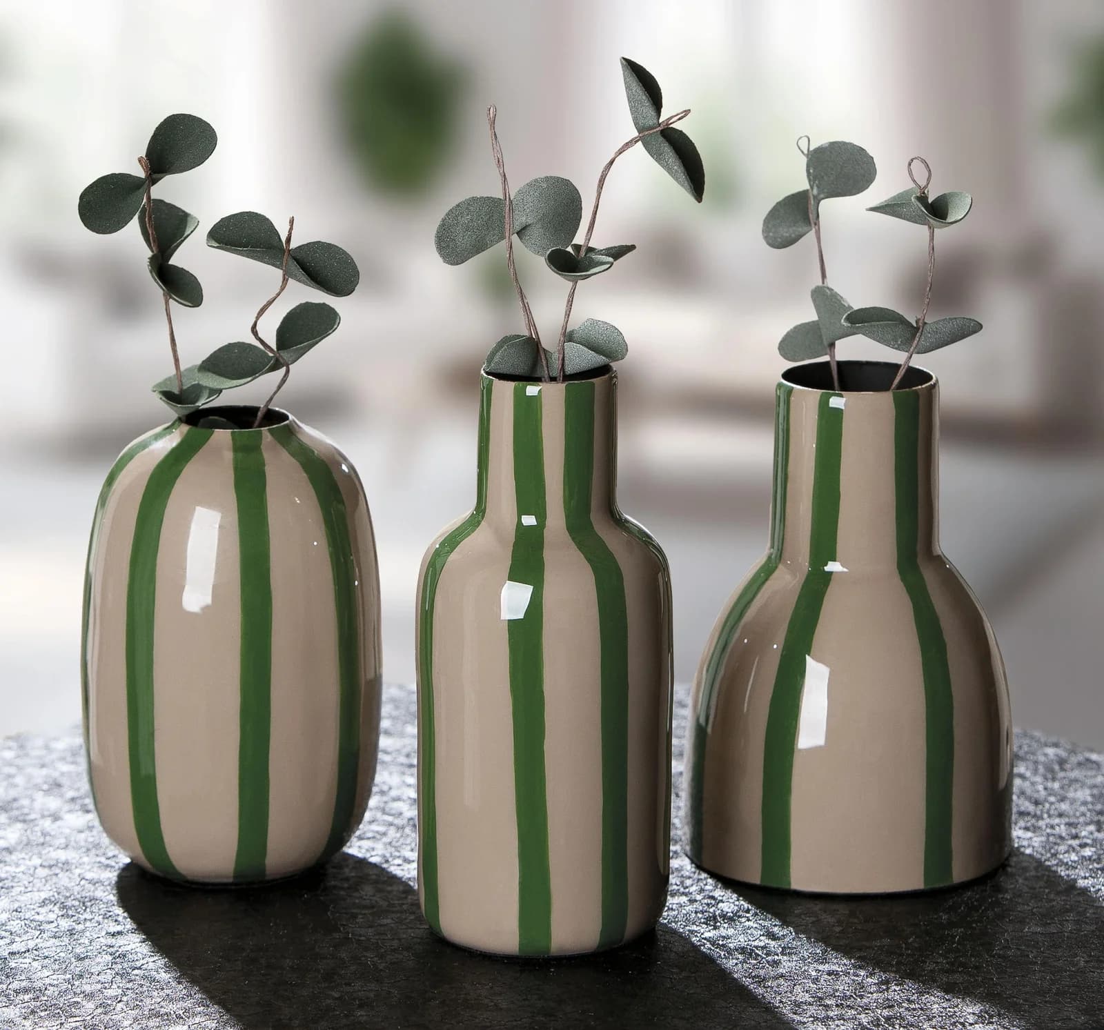s.Oliver 3er Set Deko-Vase Piccolo Grün Metall