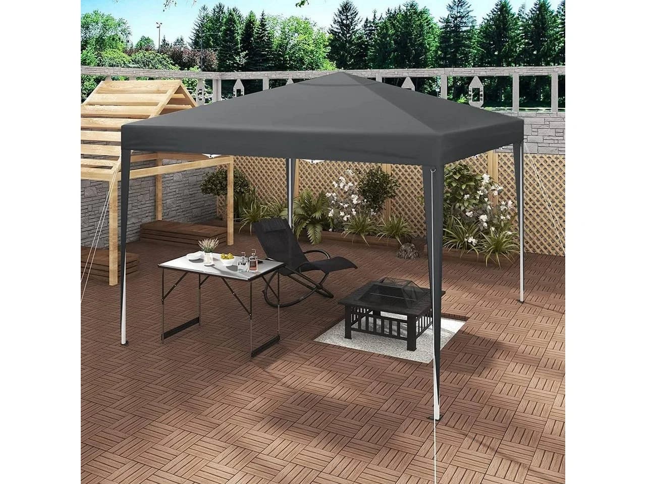 Woltu Faltpavillon 3x3 m Beige/Grau/Blau