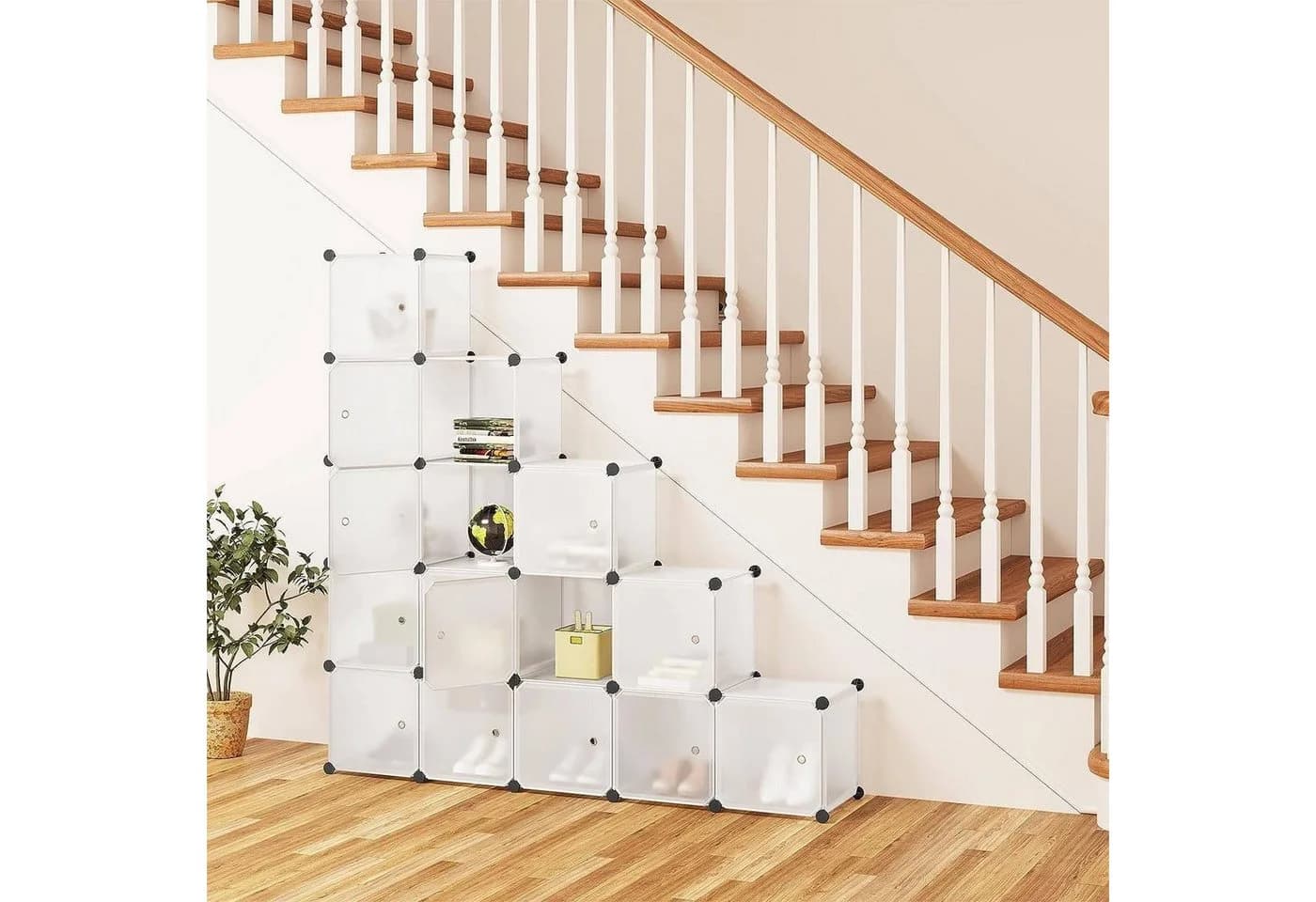Woltu Steckregal Set 15-tlg. Weiß Modulares Regalsystem