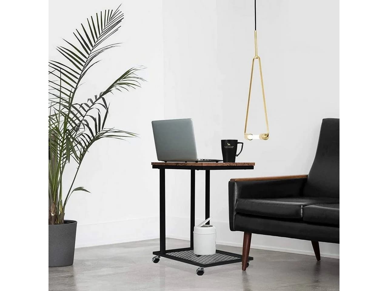 Woltu Couchtisch Beistelltisch mit Rollen MDF Metall Vintage