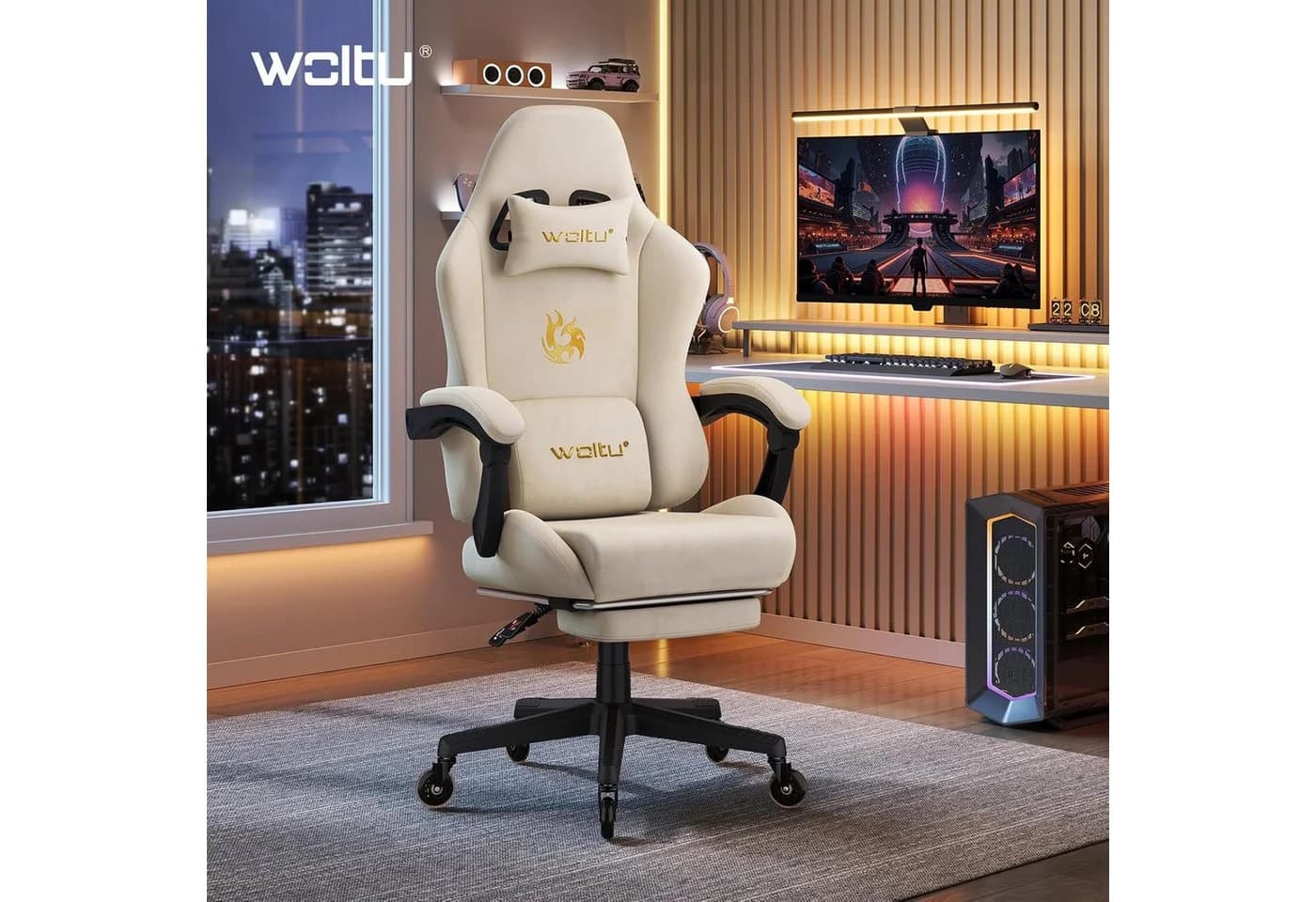 Woltu Gaming-Stuhl Ergonomisch Verstellbare Rückenlehne