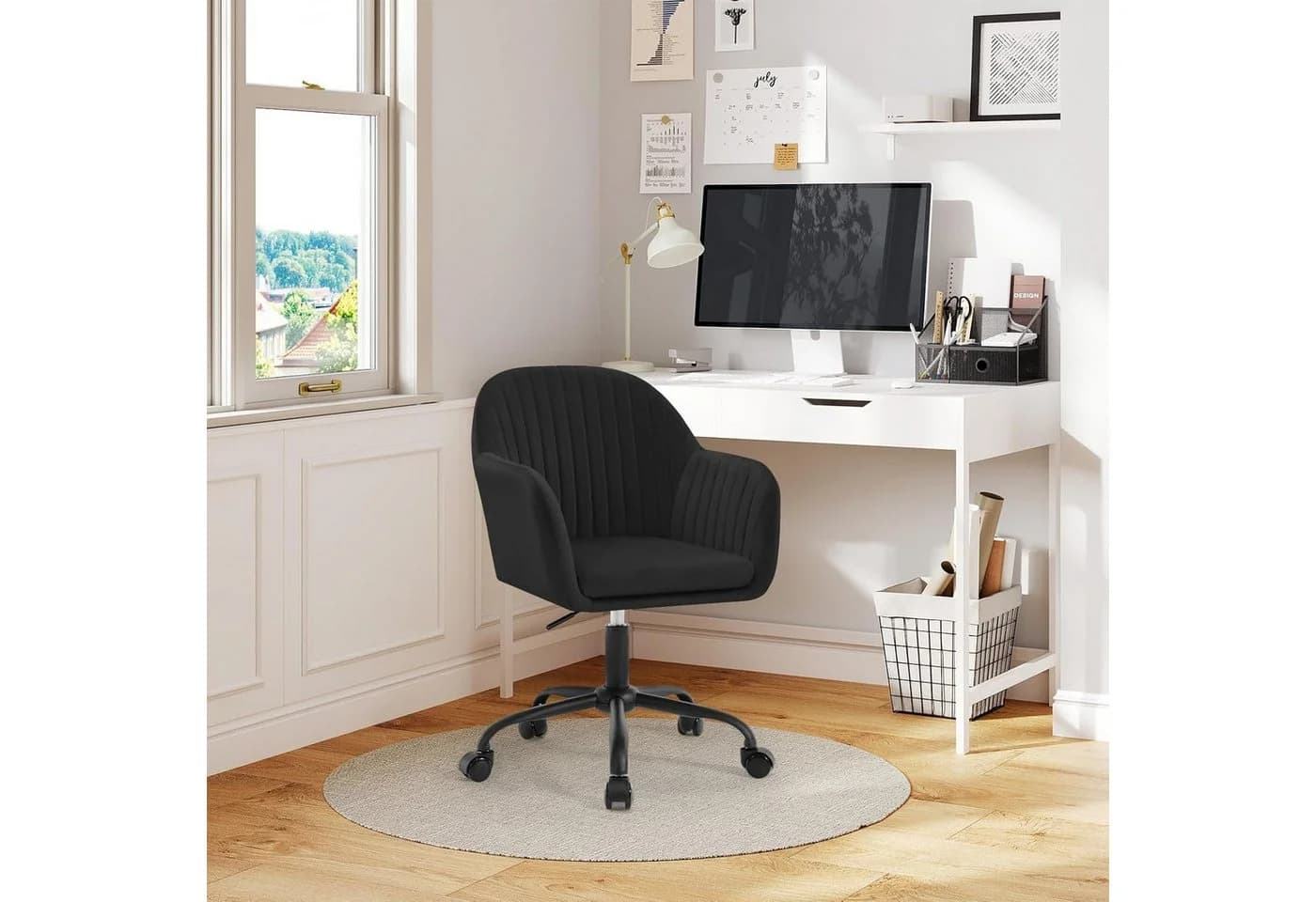 Woltu Schreibtischstuhl Homeoffice Stuhl mit Rollen höhenverstellbar