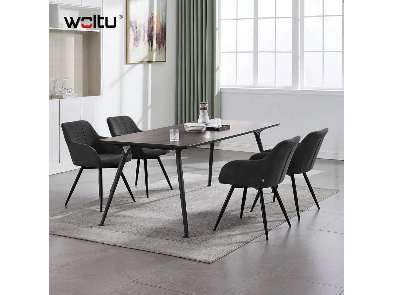 Woltu Esszimmerstuhl 4 St. gepolsterter ergonomischer mit Metallbeinen