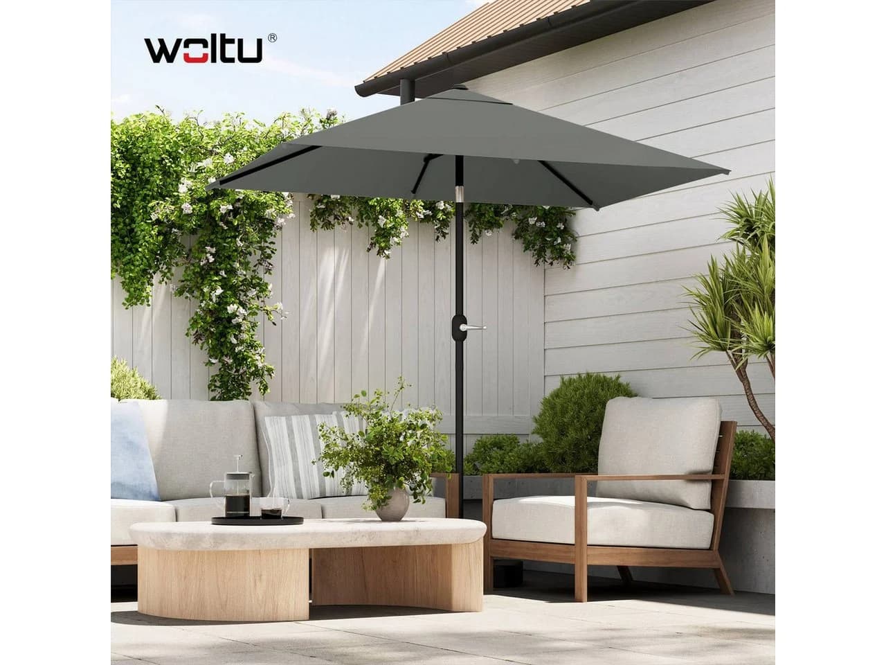 Woltu Sonnenschirm UV-Schutz UPF 50+ Neigungsverstellbar