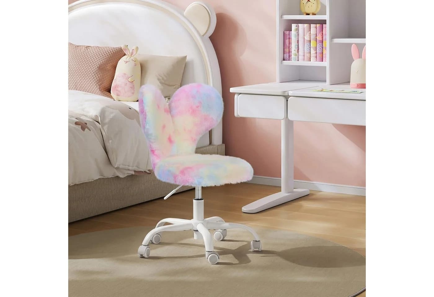 Woltu Kinderstuhl Hasenform Rosa 360° Drehfunktion