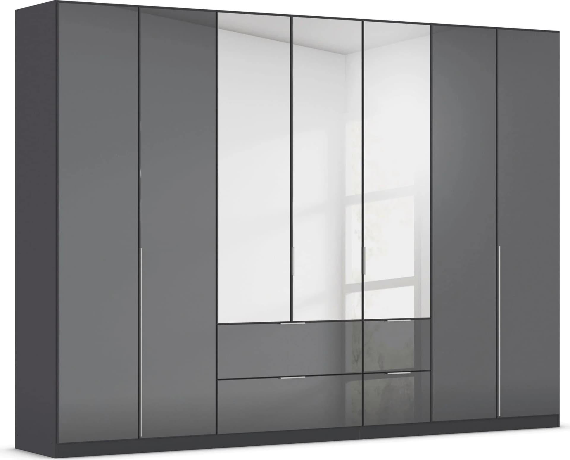 OTTO HOME AGORDO Kleiderschrank Grau Glasfront Drehtürenschrank