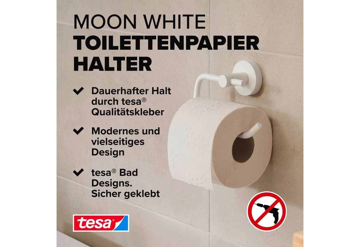 tesa Toilettenpapierhalter Weiß Selbstklebend Ohne Bohren