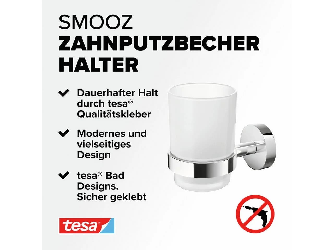 Tesa SMOOZ Zahnputzbecherhalter Chrom Silber
