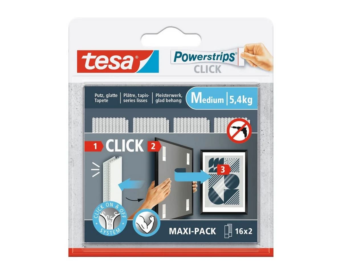Tesa Klebehaken Powerstrips CLICK Medium 16x 2 Stück