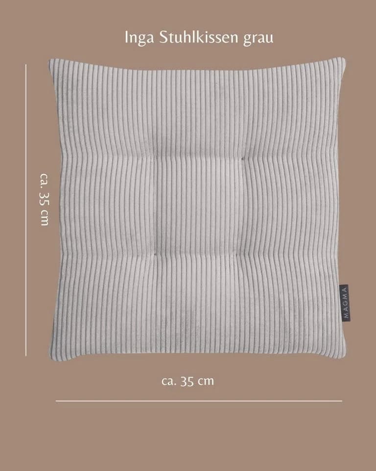 Magma Heimtex Stuhlkissen 4er Set Inga Grau Cordstoff