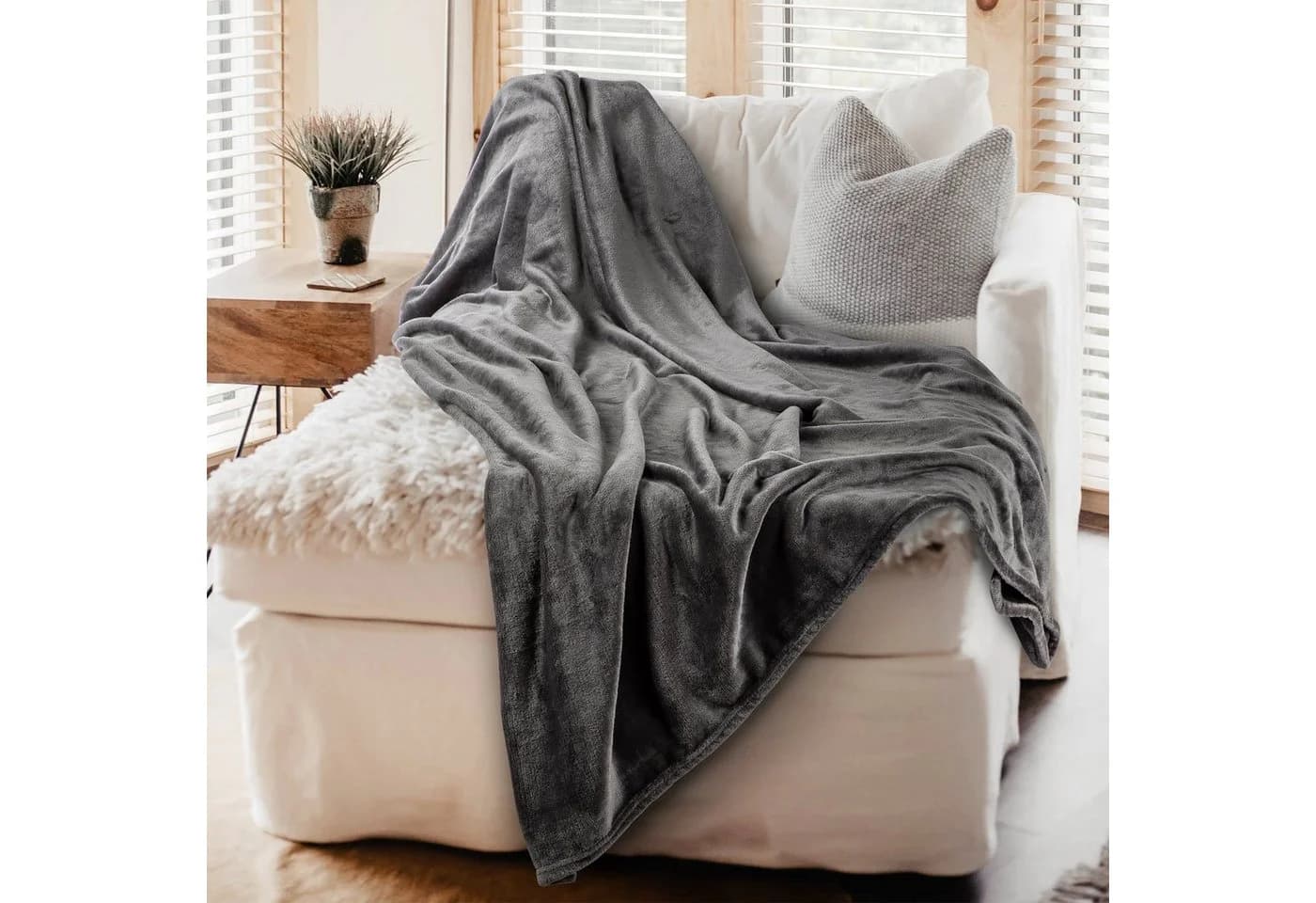 One Home Wohndecke Winter Cashmere Touch Anthrazit Kuscheldecke