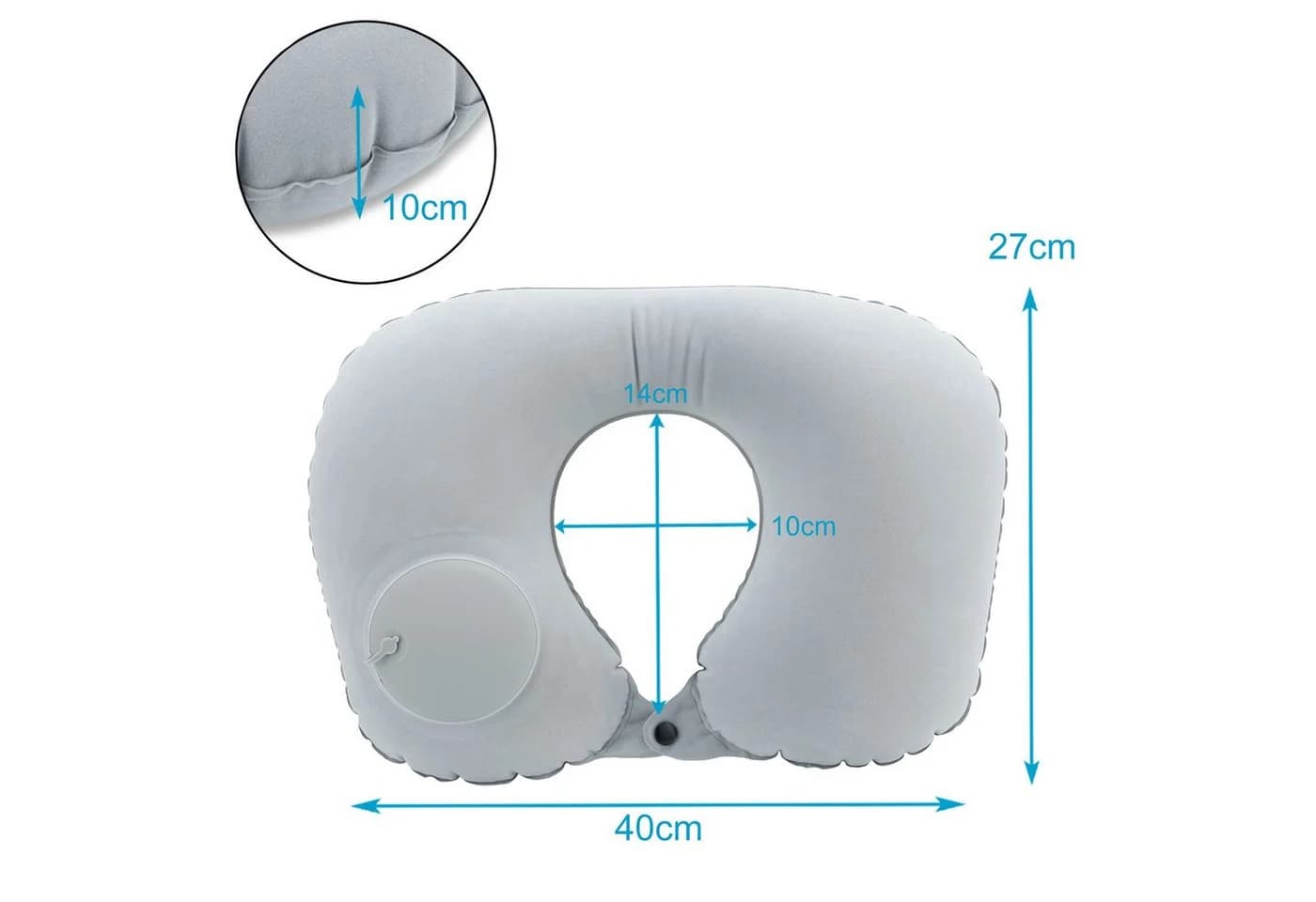 Intirilife Reisekissen Aufblasbar Grau Ergonomisches Nackenhörnchen