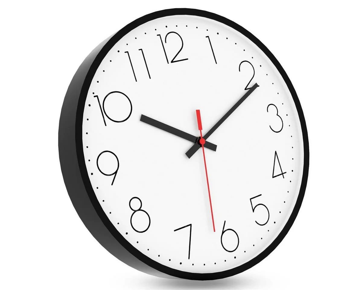 Intirilife Wanduhr Schwarz-Weiß Lautlos Quarzuhr