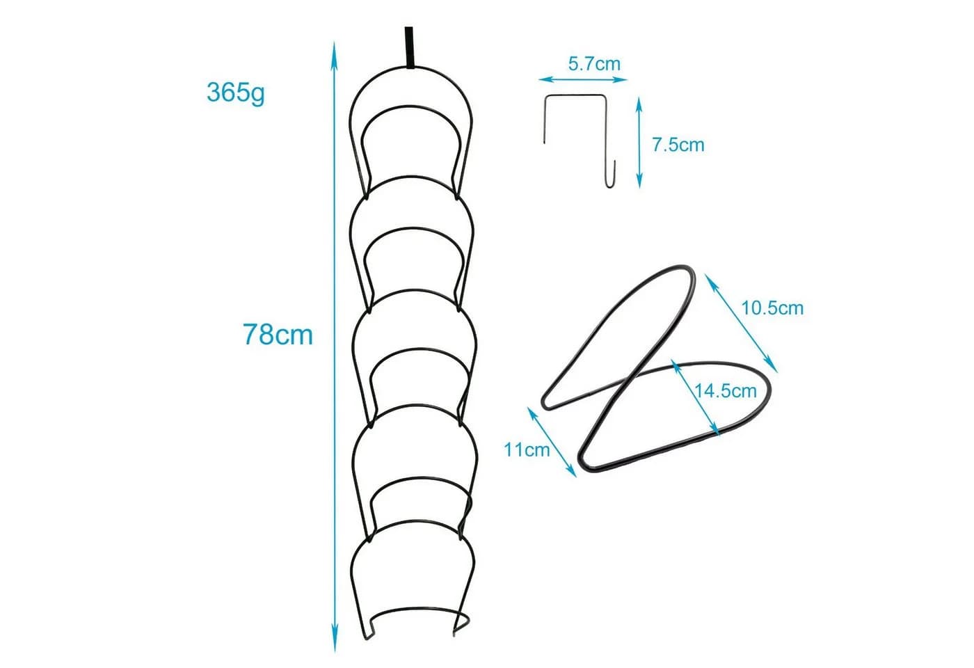 Intirilife Hängeaufbewahrung Organizer mit 5 Ringen Schwarz