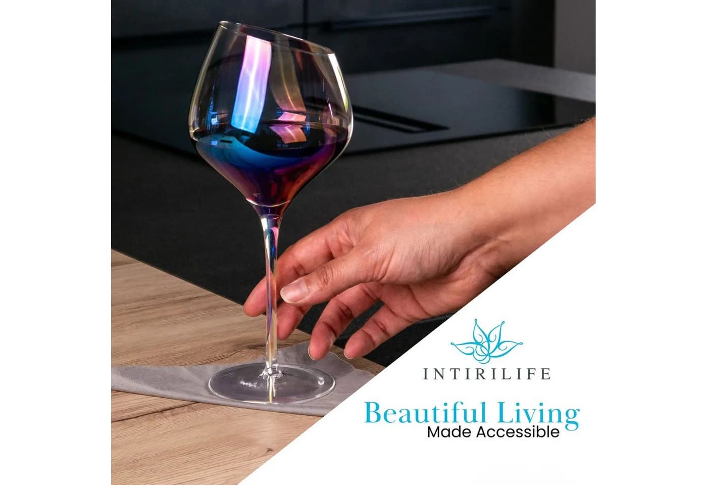 Intirilife Weinglas-Set 6-tlg. Kristallglas Regenbogen-Schimmer 470ml