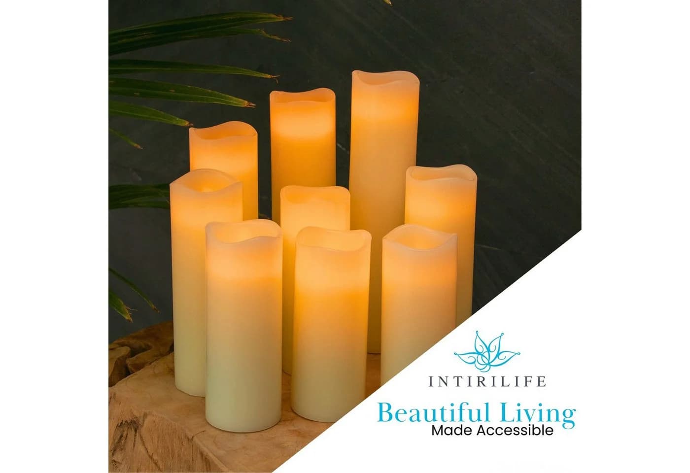 Intirilife LED-Kerzenset 9-tlg. Natural Weiß mit Fernbedienung