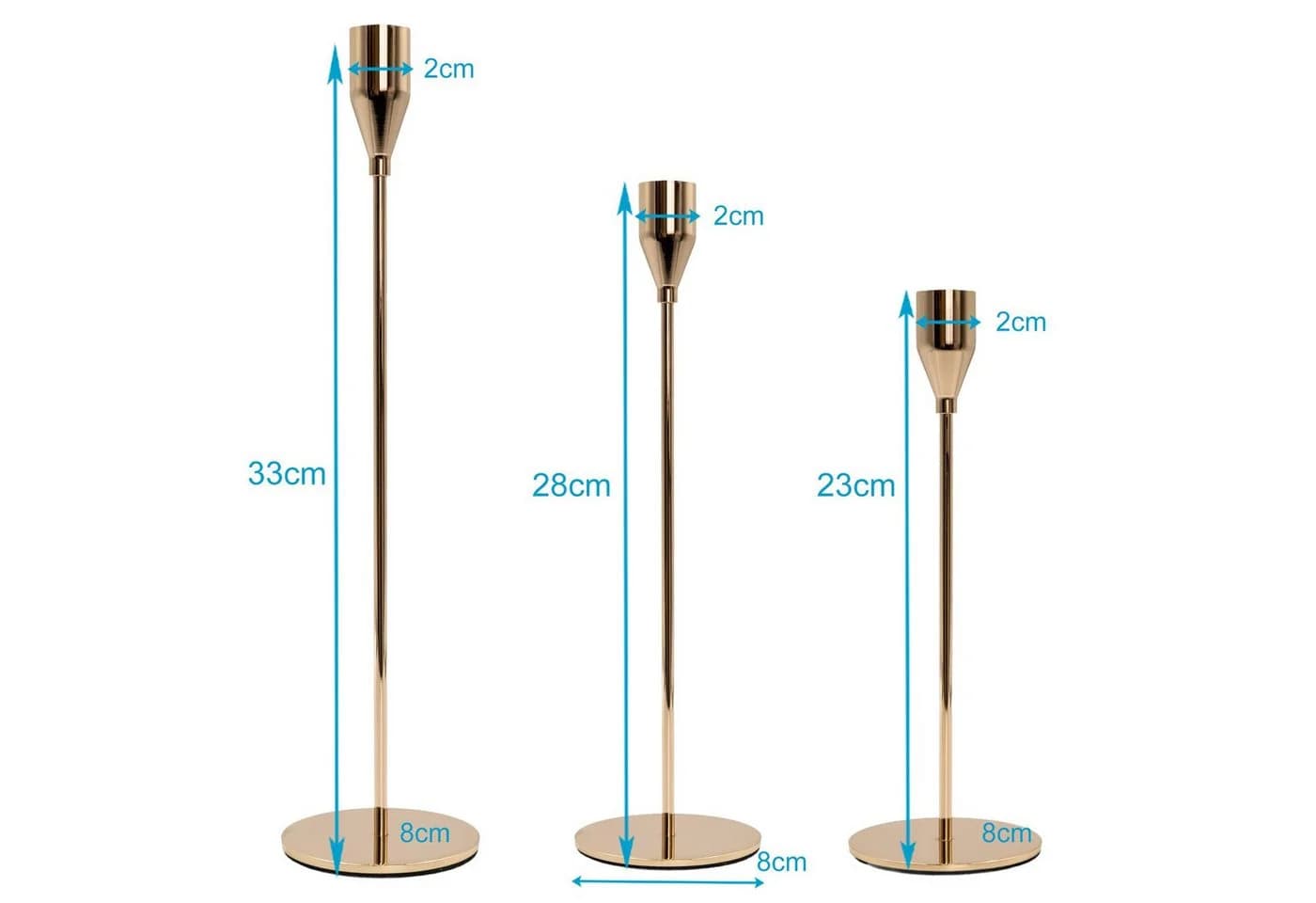 Intirilife Kerzenständer Set 3-tlg. Metall Roségold