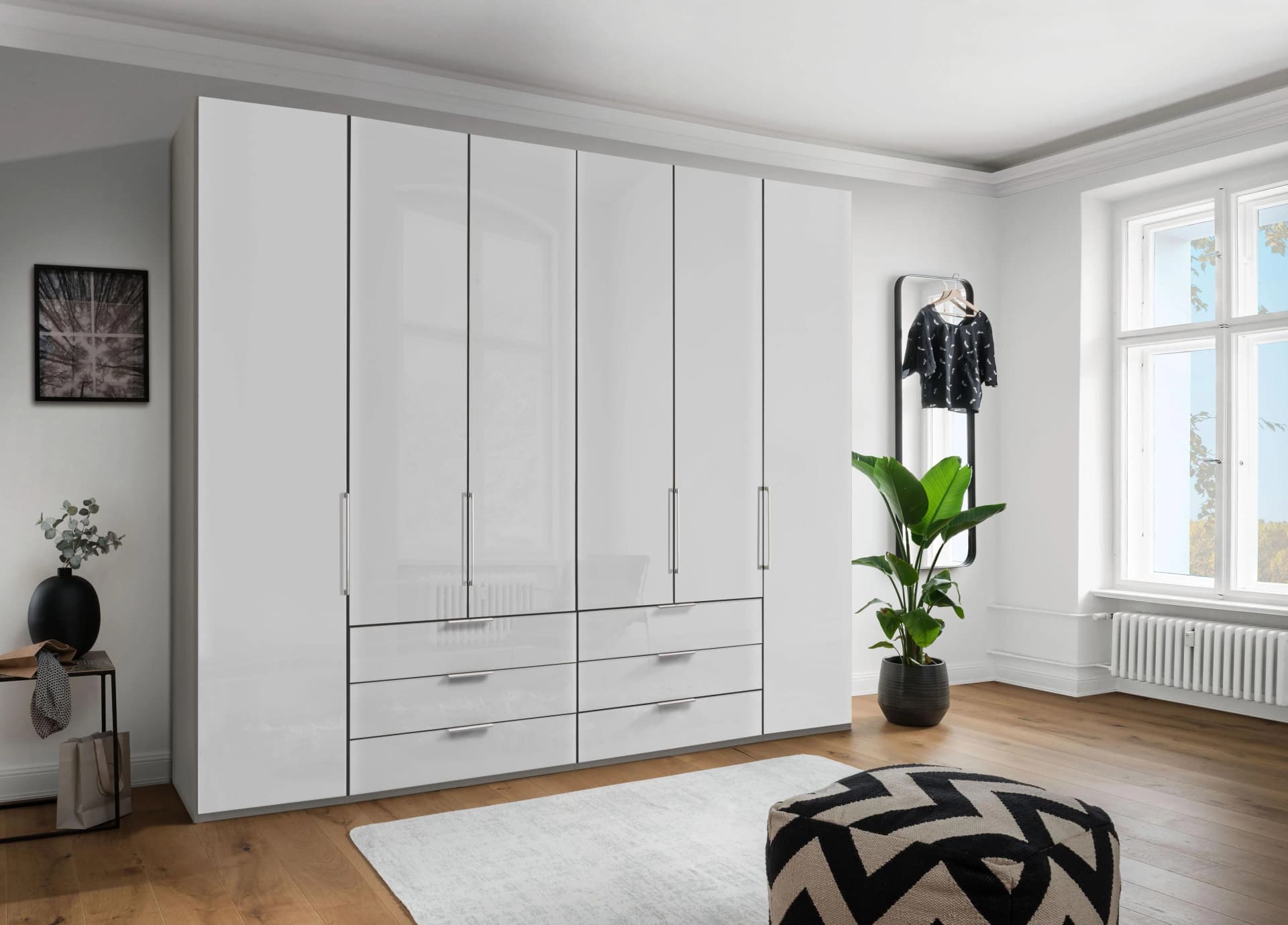 WIEMANN Monaco Kleiderschrank Grau Glasfront Soft-Close