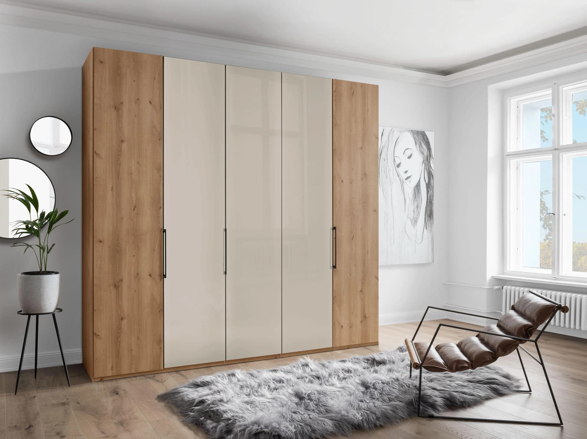 WIEMANN Monaco Kleiderschrank mit Glasfront und Türdämpfung