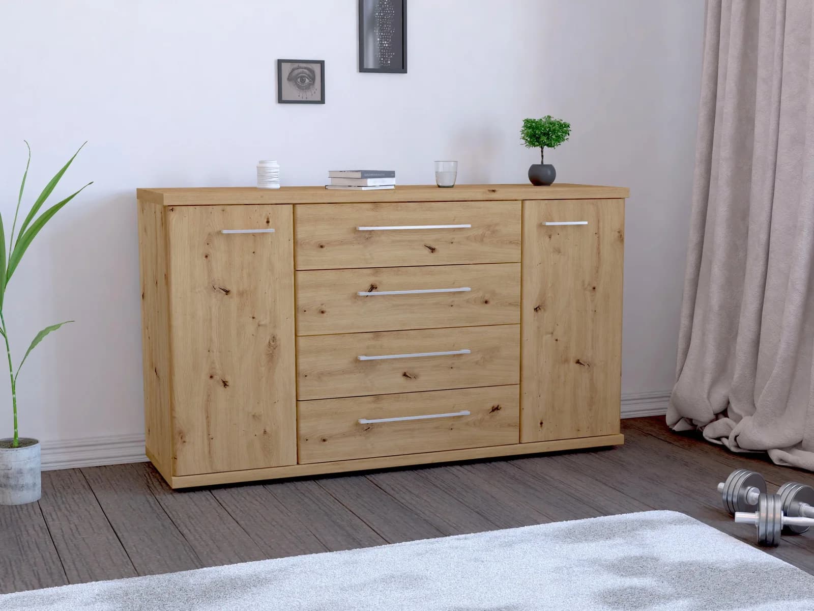 Wiemann Kombikommode Mainau Braun Weiß Holzwerkstoff mit 4 Schubladen